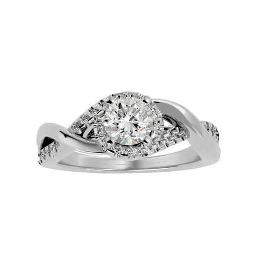 Lab Grown Round Cut Diamond Halo Ring In Platinum