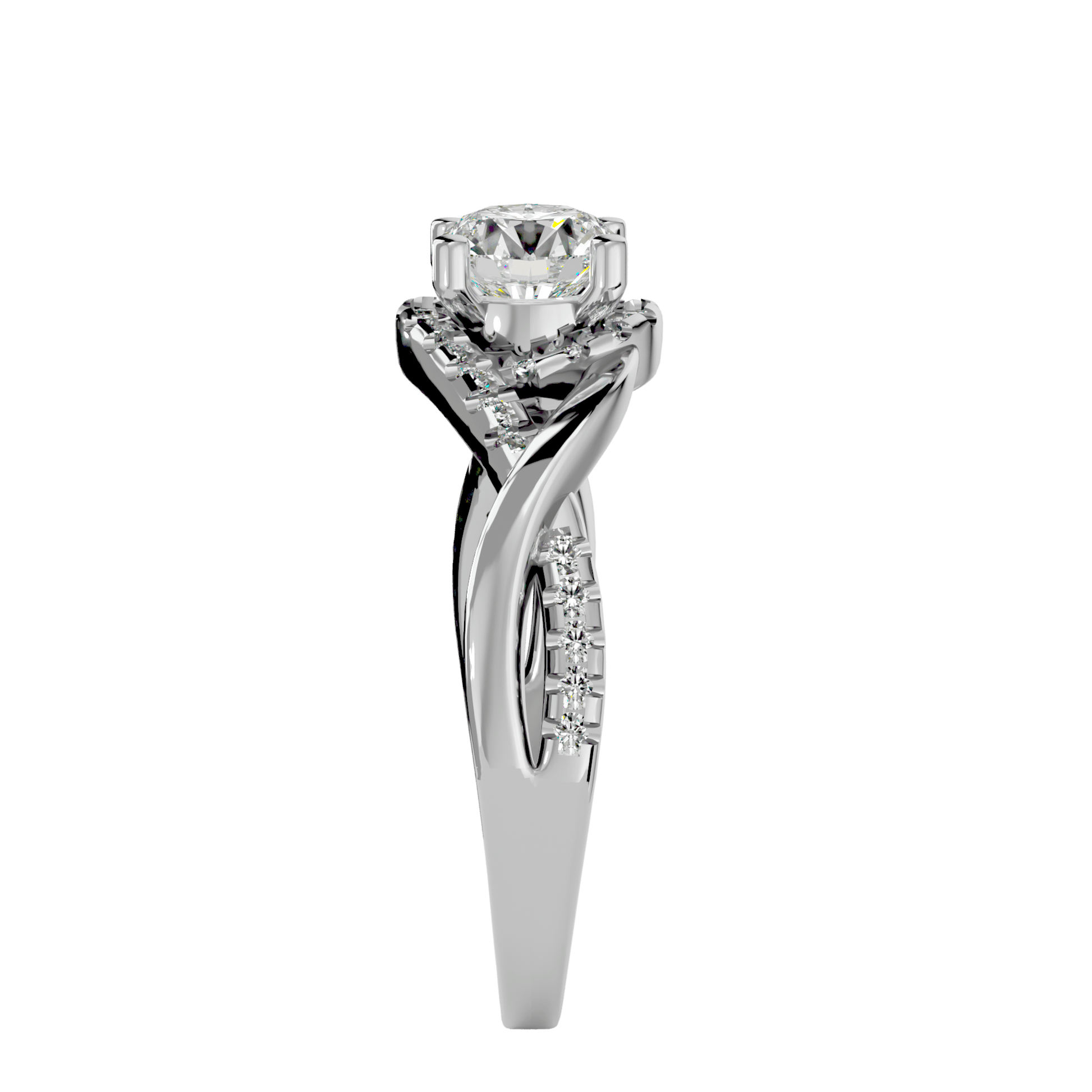 Lab Grown Round Cut Diamond Halo Ring In Platinum