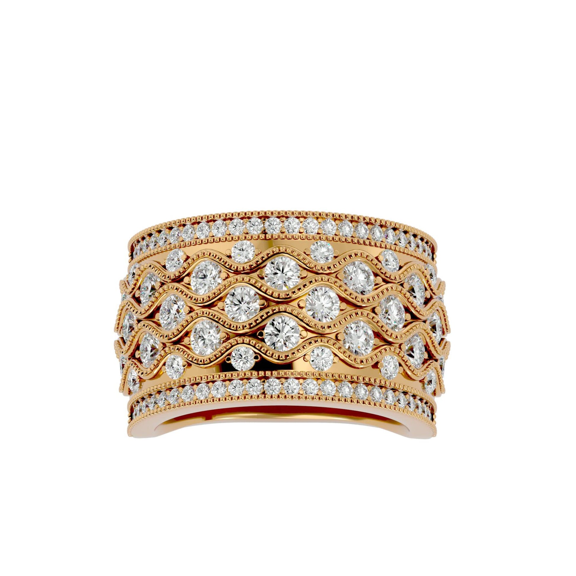 Lab Grown Round Diamond Band Ring In Yellow gold