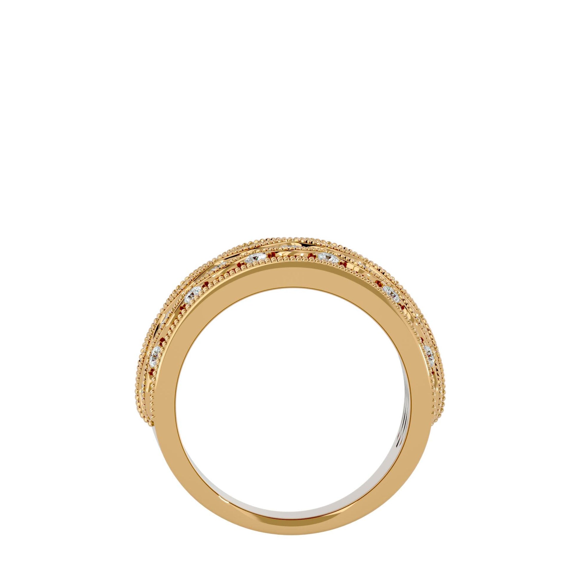 Lab Grown Round Diamond Band Ring In Yellow gold