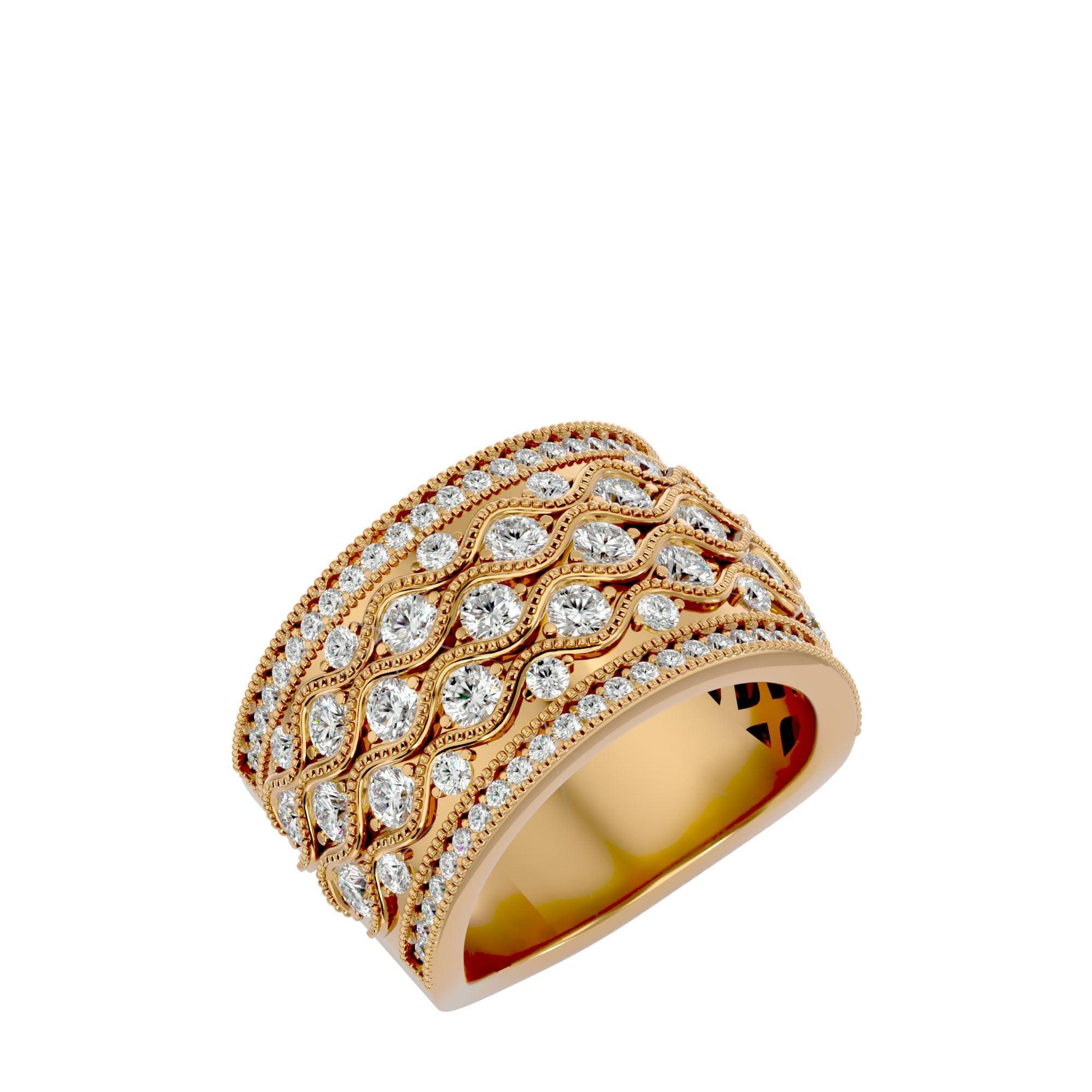 Lab Grown Round Diamond Band Ring In Yellow gold