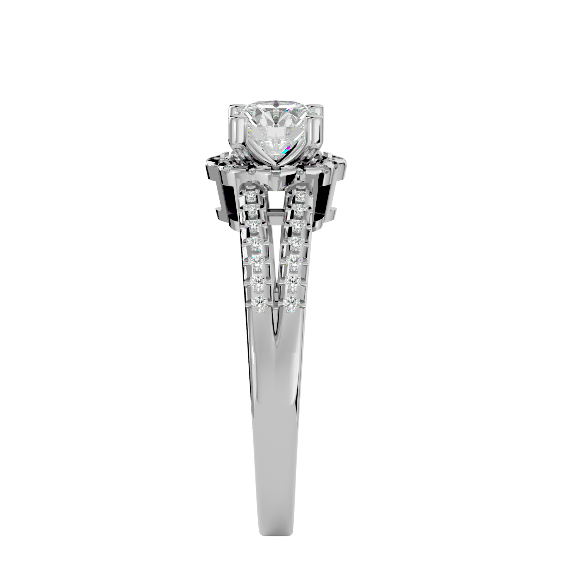 Lab Grown Round Cut Diamond Halo Ring In Platinum