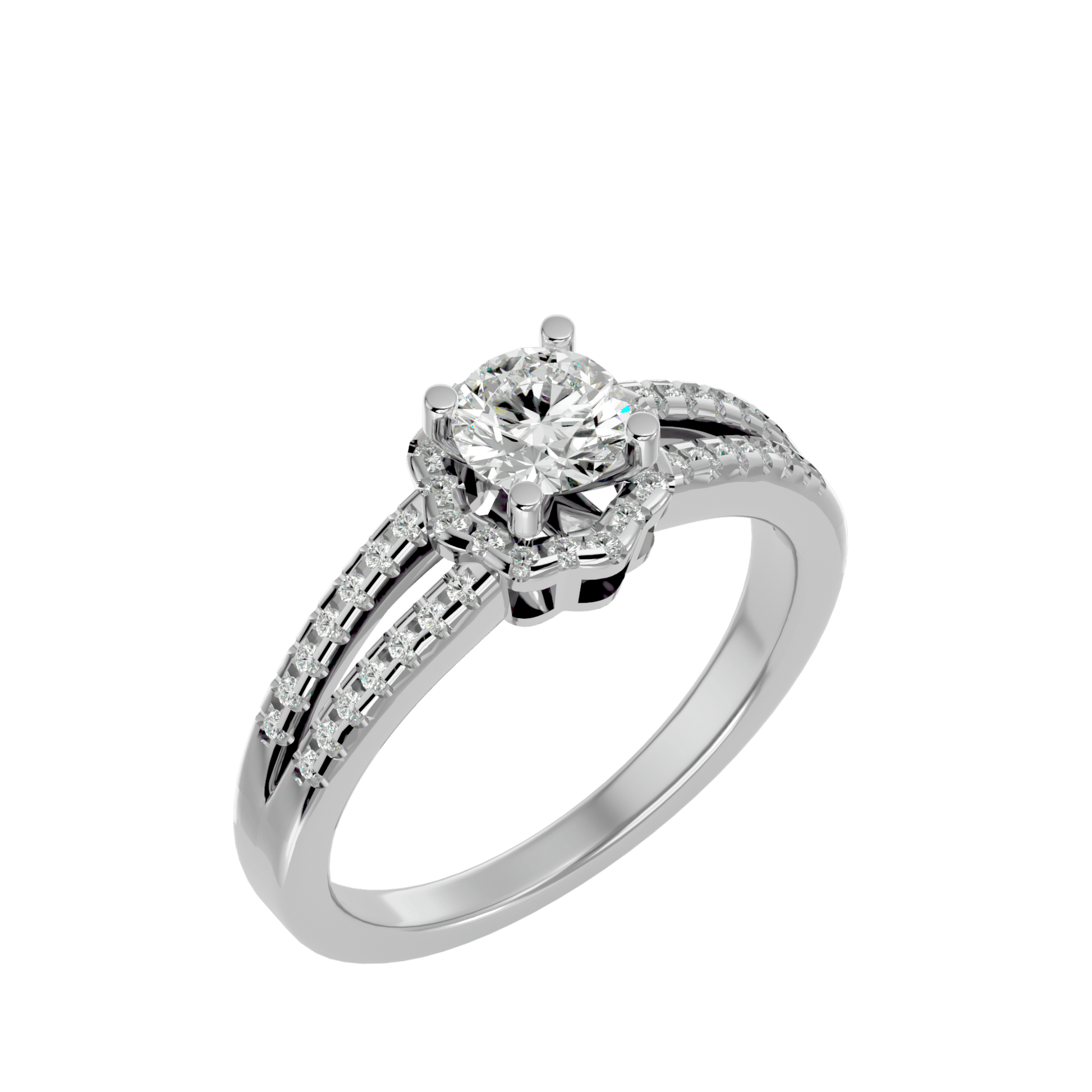 Lab Grown Round Cut Diamond Halo Ring In Platinum