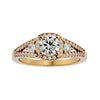 Lab Grown Round Cut Diamond Halo Ring In Yellow Gold