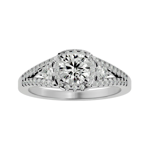 Lab Grown Round Cut Diamond Halo Ring In Platinum