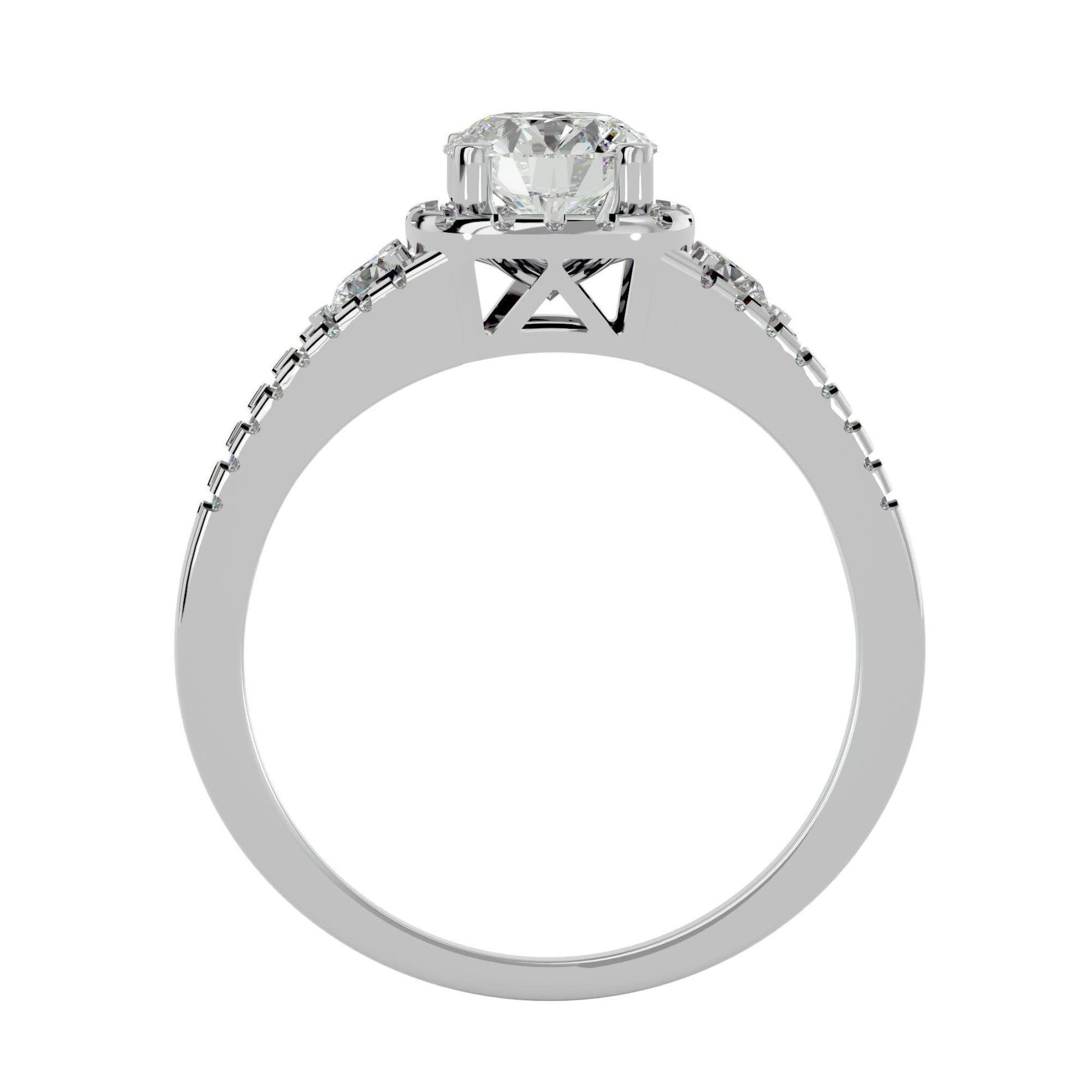 Lab Grown Round Cut Diamond Halo Ring In Platinum