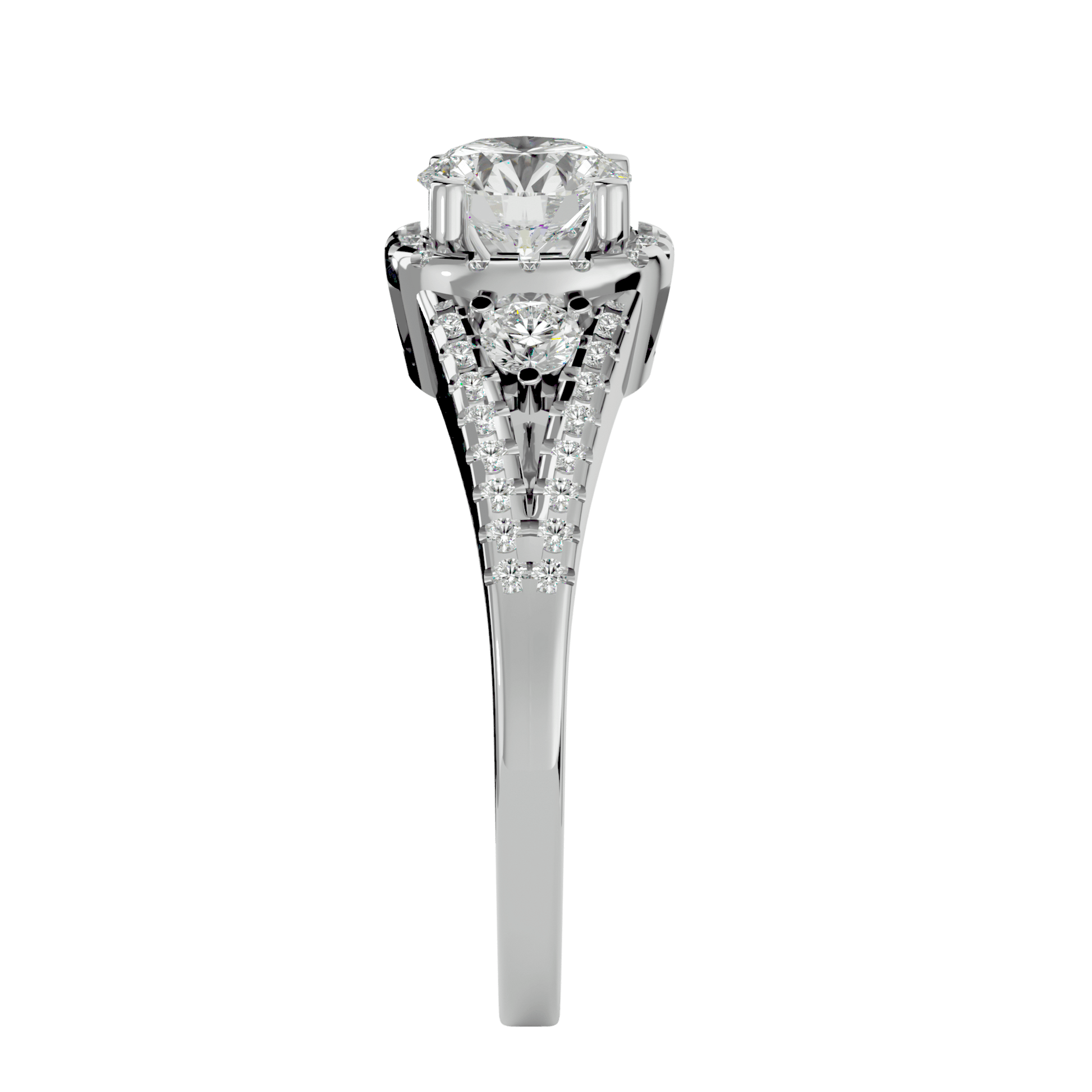 Lab Grown Round Cut Diamond Halo Ring In Platinum