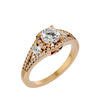 Lab Grown Round Cut Diamond Halo Ring In Yellow Gold