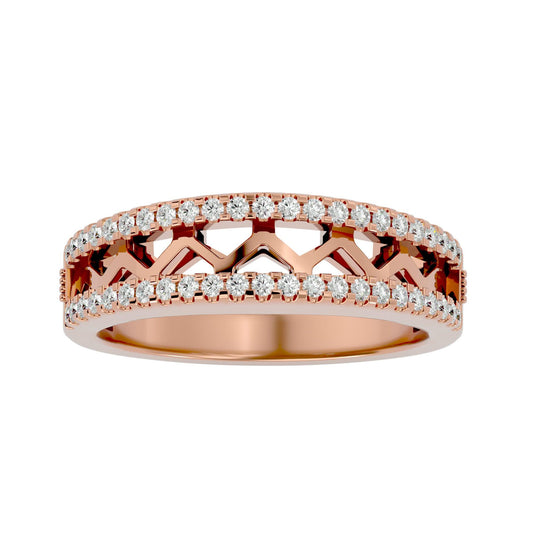 Lab Grown Round Diamond Band Ring In Rose Gold