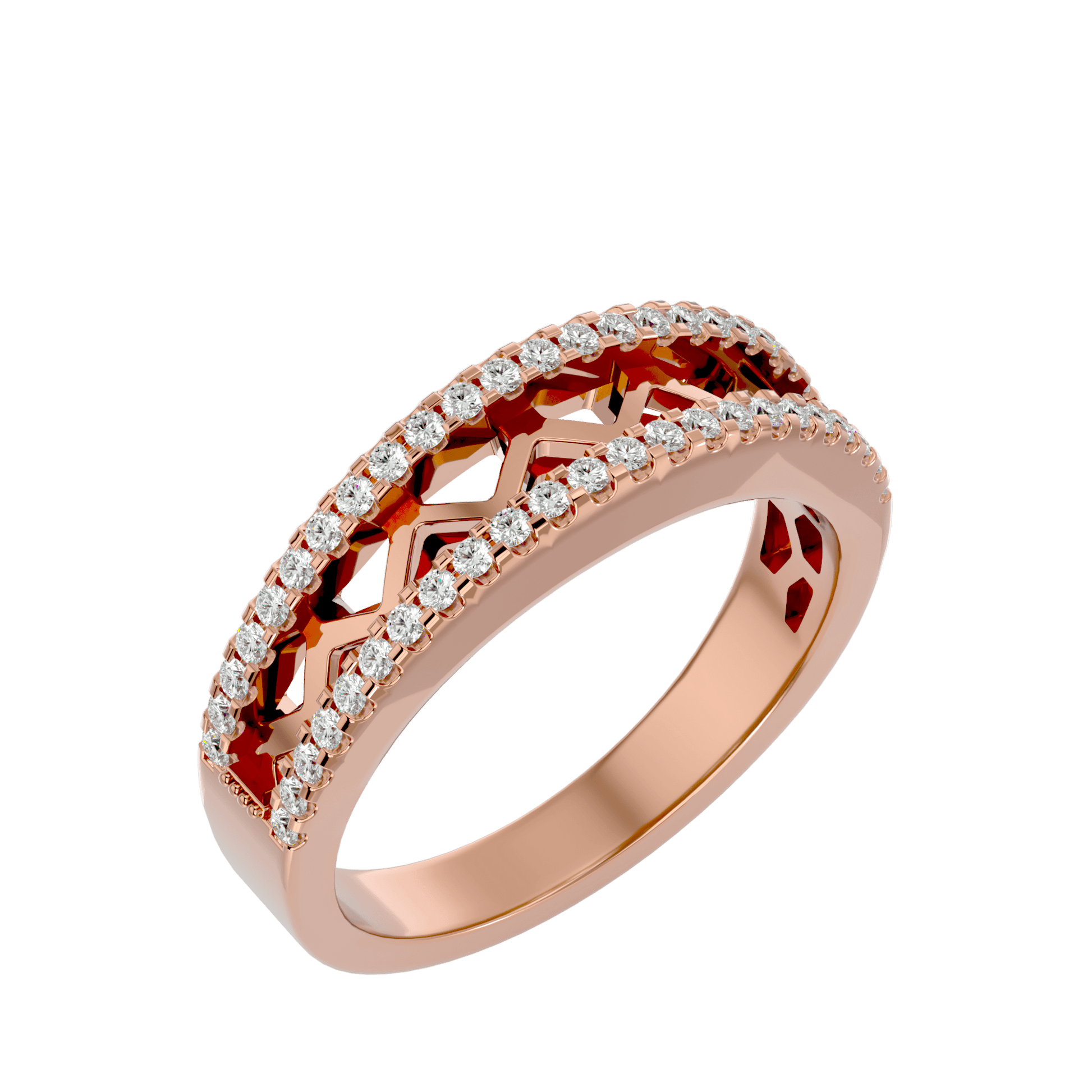 Lab Grown Round Diamond Band Ring In Rose Gold