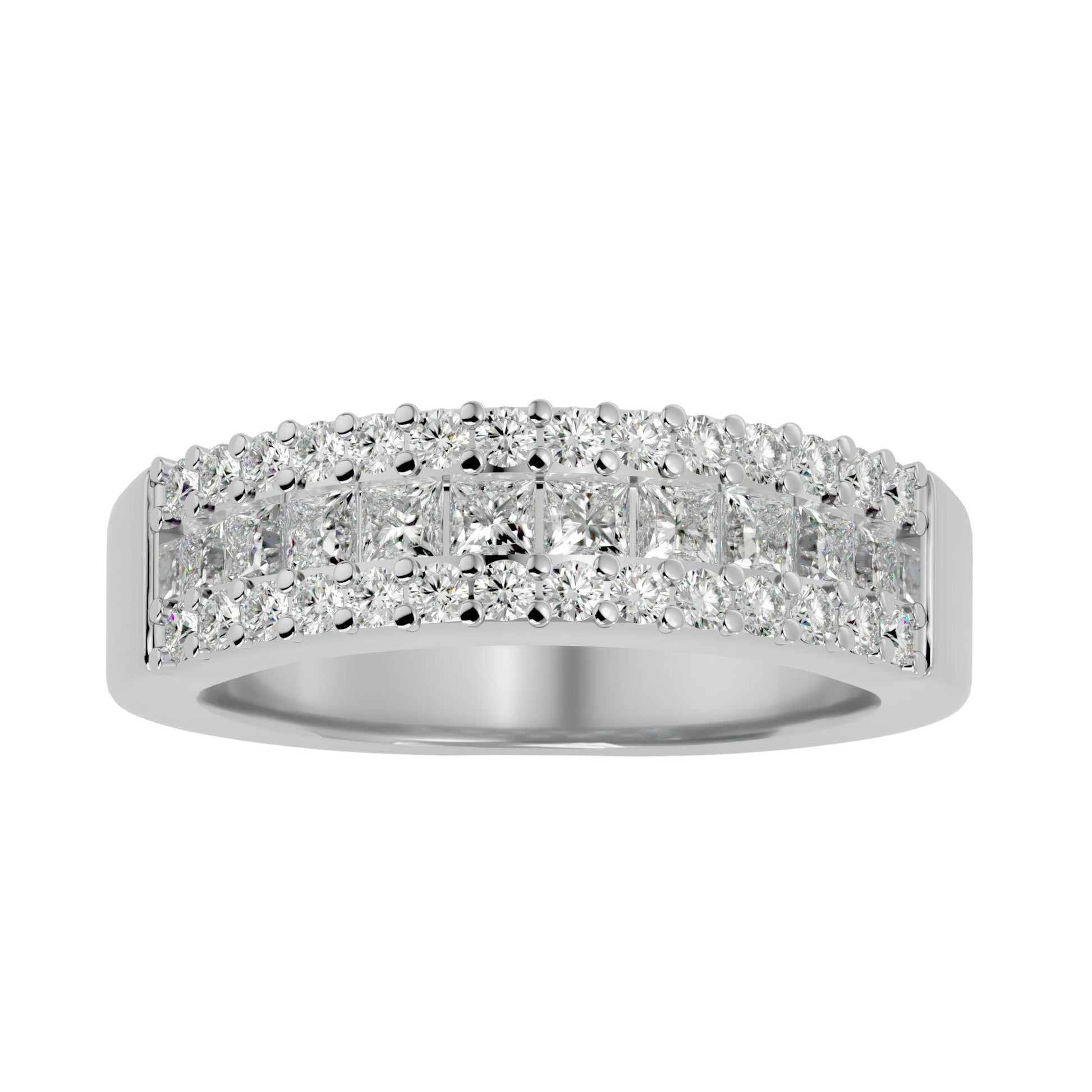 Lab Grown Princess And Round Cut Diamond Band Ring