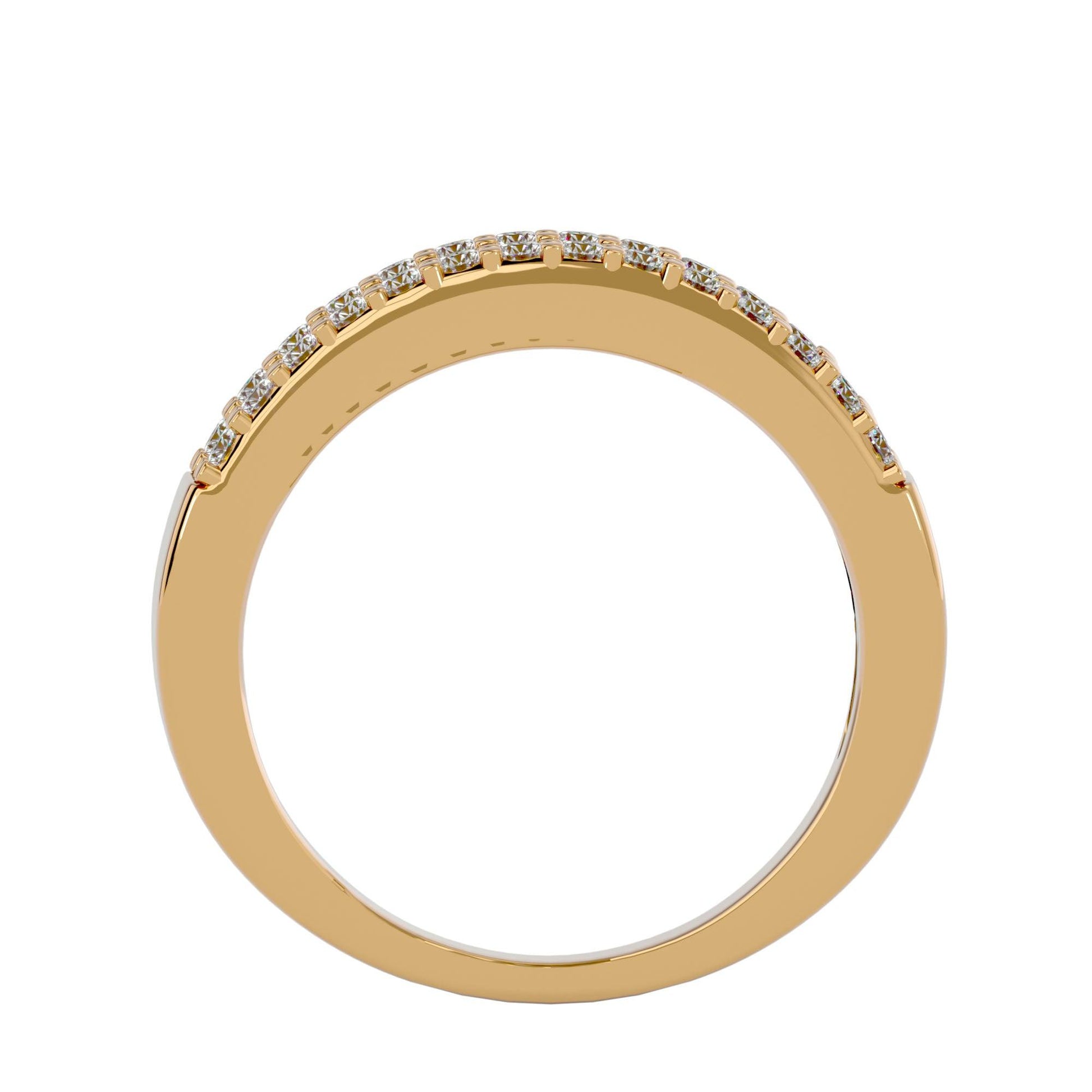 Lab grown Princess And Round Diamond Band Ring In Yellow Gold