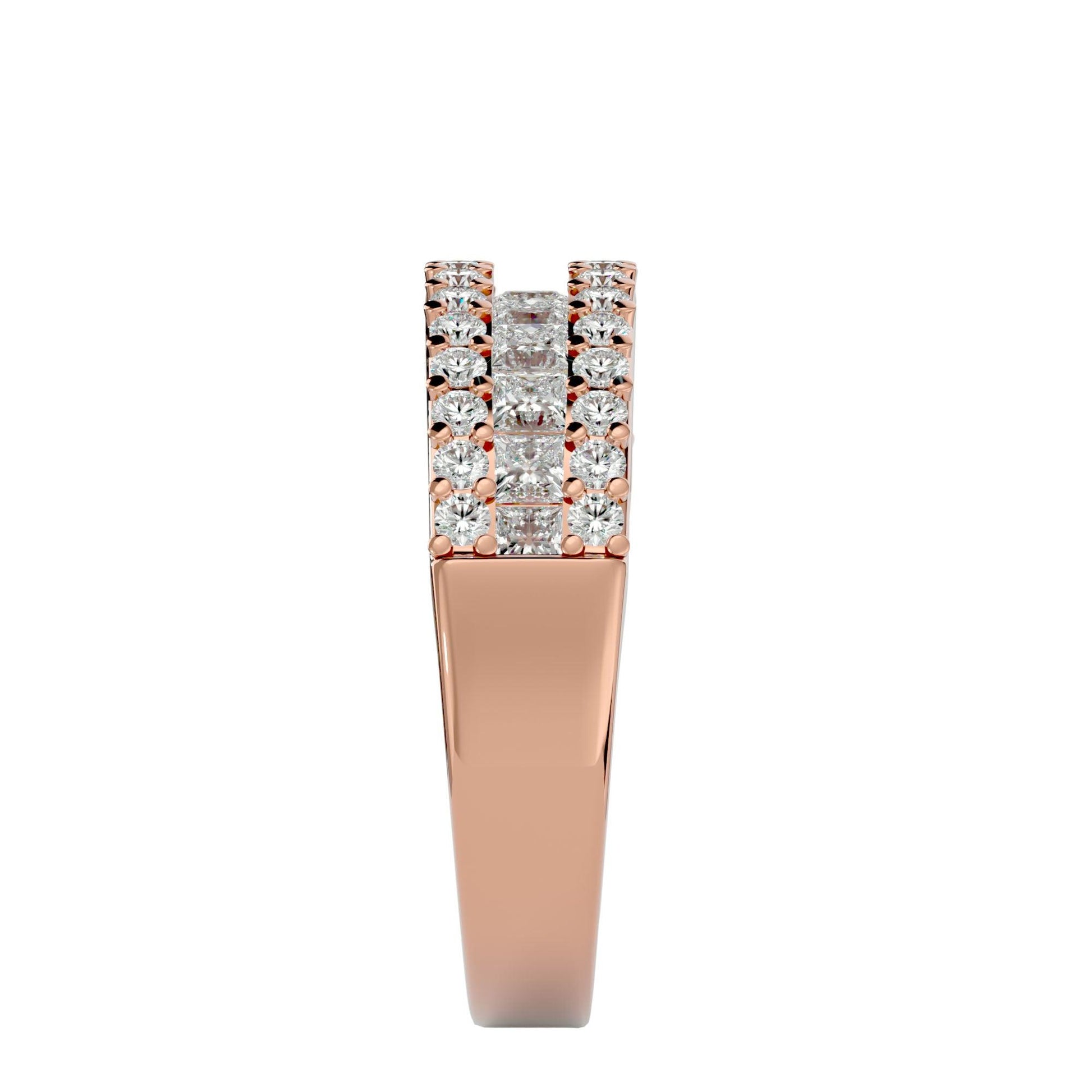 Lab Grown Princess And Round Diamond Band Ring In Rose Gold