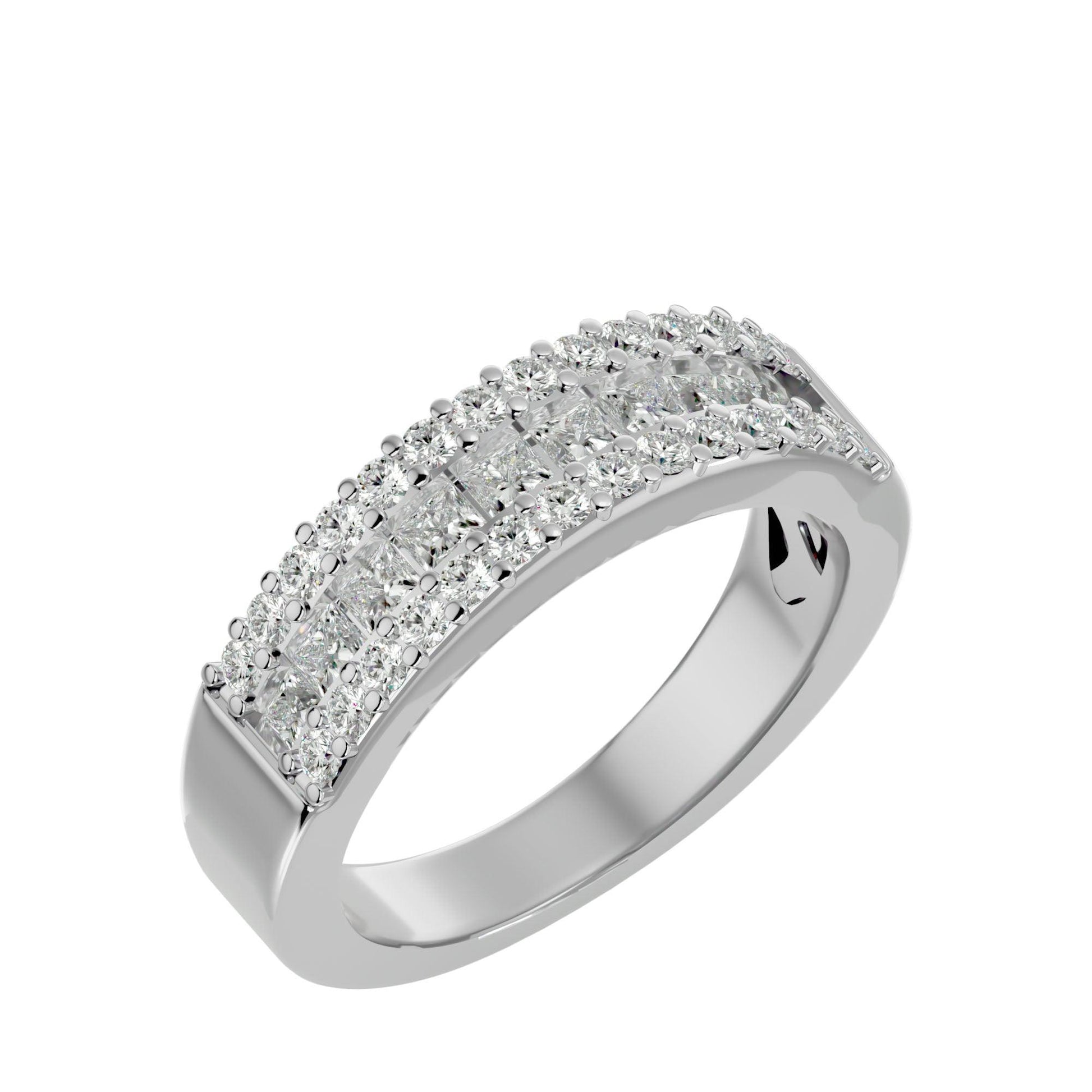 Lab Grown Princess And Round Cut Diamond Band Ring