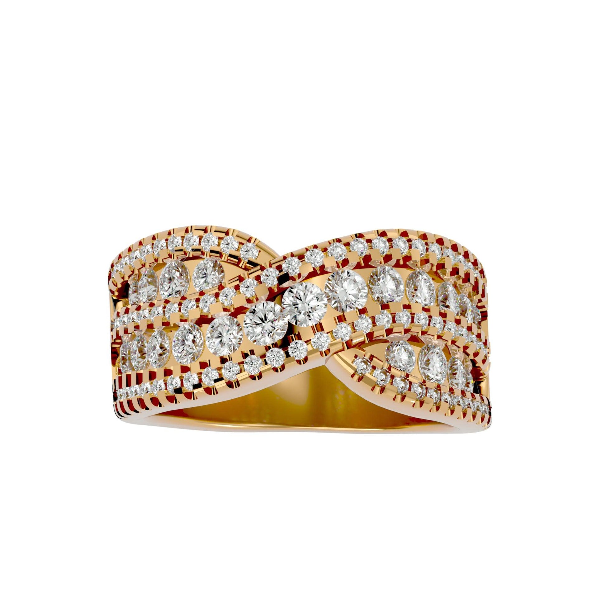 Lab Grown Round Diamond Band Ring In Yellow Gold