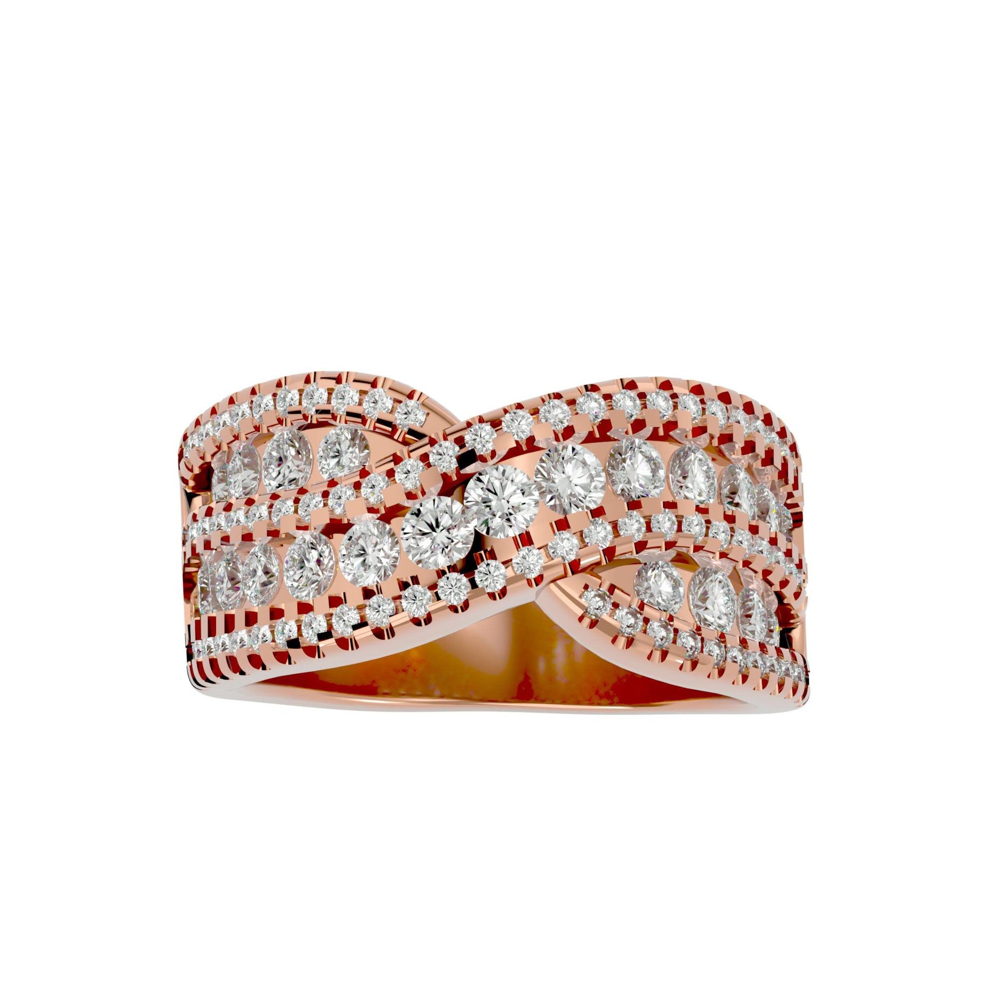 Lab Grown Round Diamond Band Ring In Rose Gold