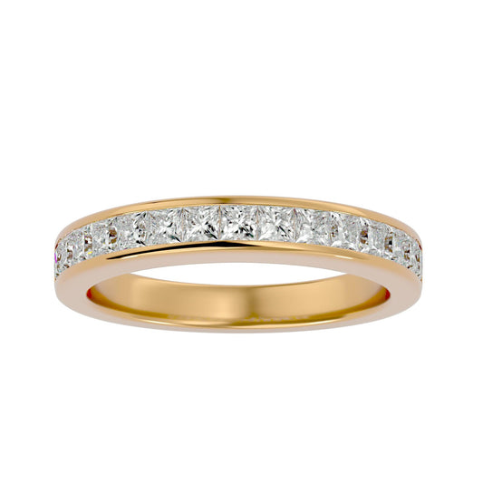 Lab Grown Round Diamond Band Ring In Yellow Gold