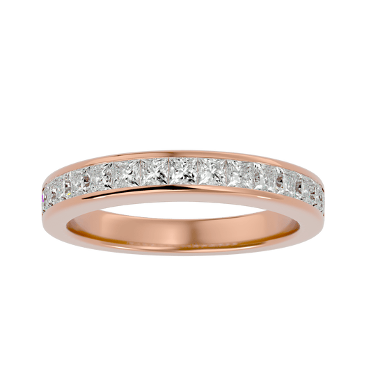 Lab Grown Round Diamond Band Ring In Rose Gold