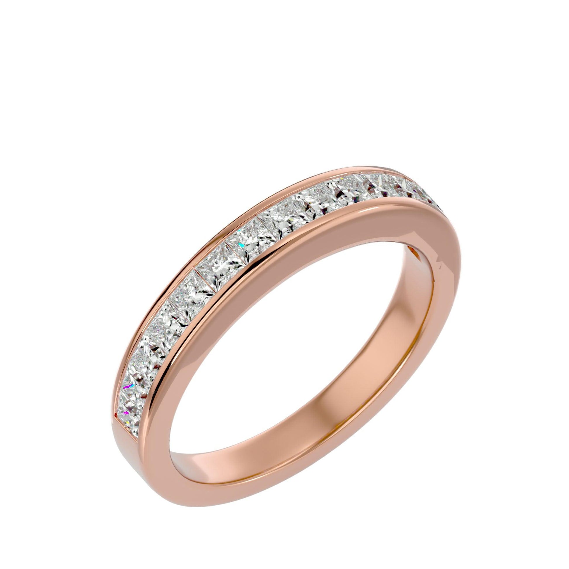 Lab Grown Round Diamond Band Ring In Rose Gold