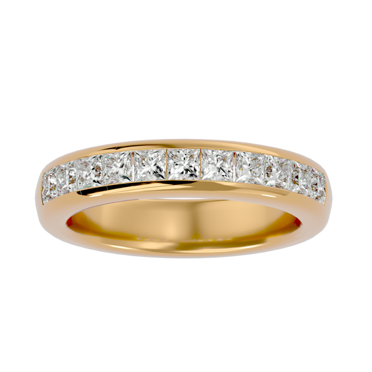 Lab Grown Princess Cut Diamond Band Ring In Yellow Gold