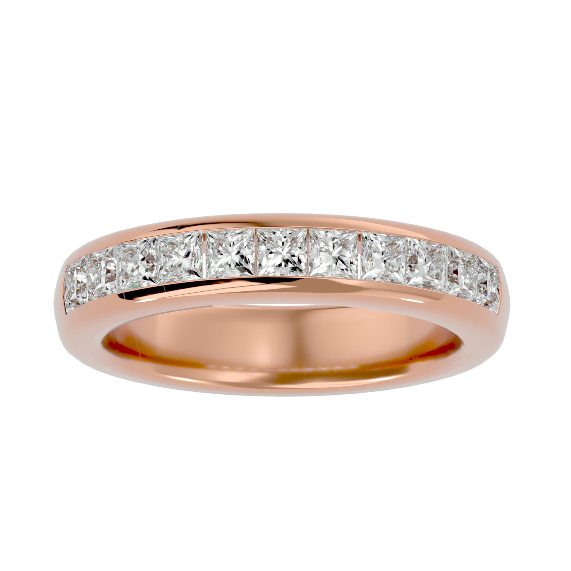 Lab Grown Princess Cut Diamond Band Ring In Rose Gold