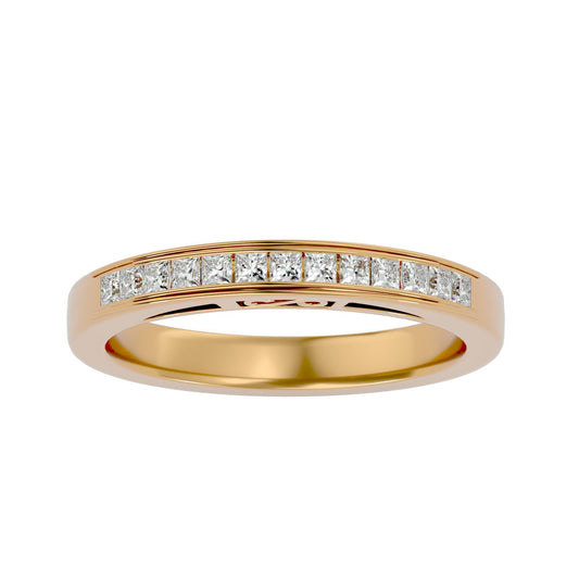 Lab Grown Princess Cut Diamond Band Ring In Yellow Gold