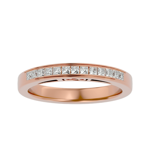 Lab Grown Princess Cut Diamond Band Ring In Rose Gold