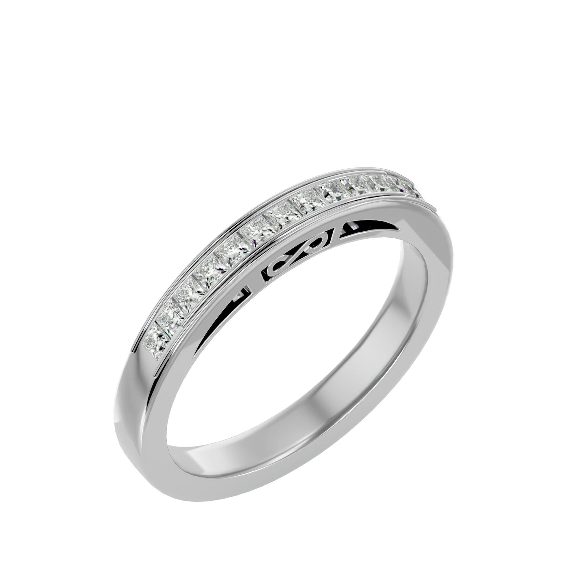 Lab Grown Princess Cut Diamond Couples Band Ring In Platinum