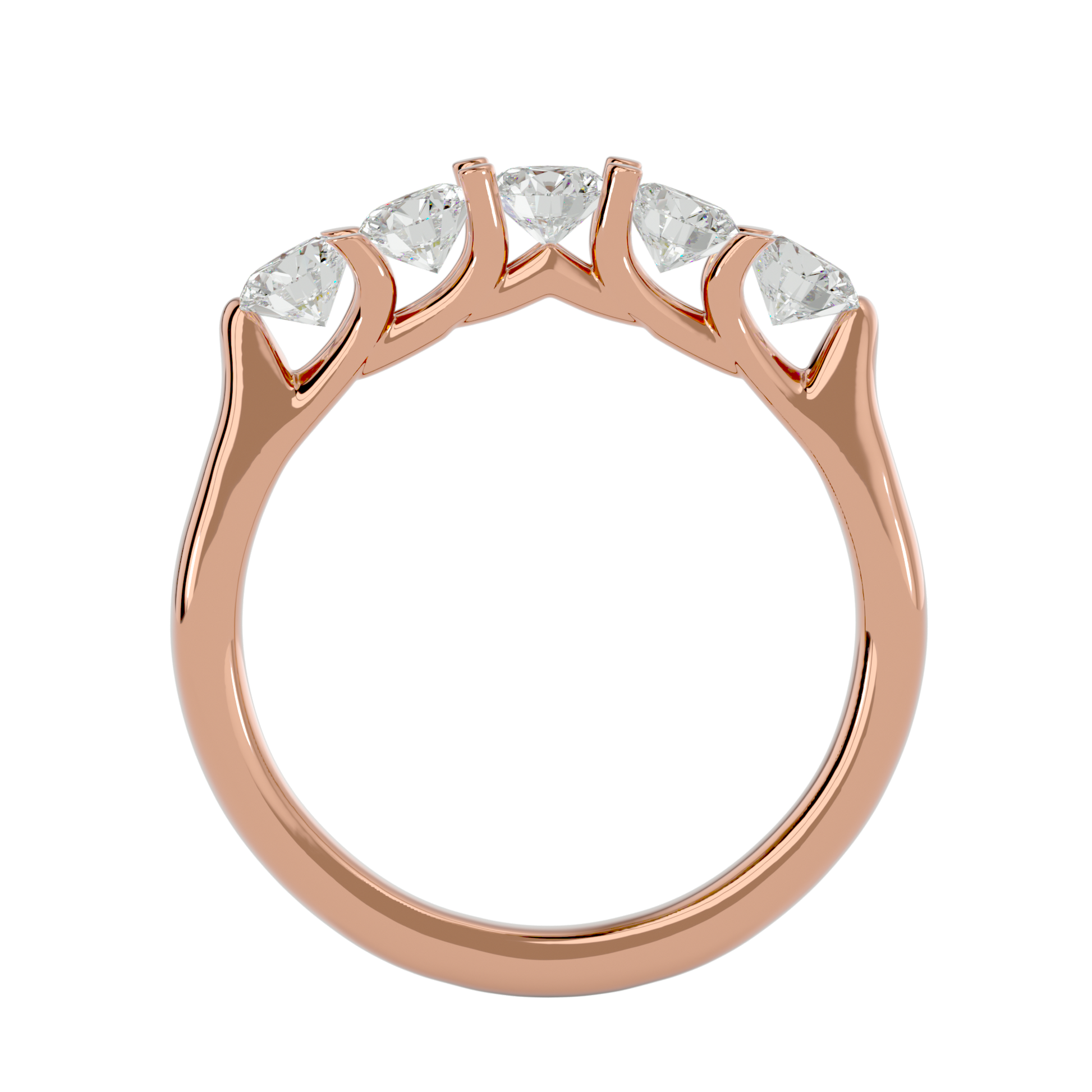 Lab Grown Round Cut Diamond Band Ring In Rose Gold