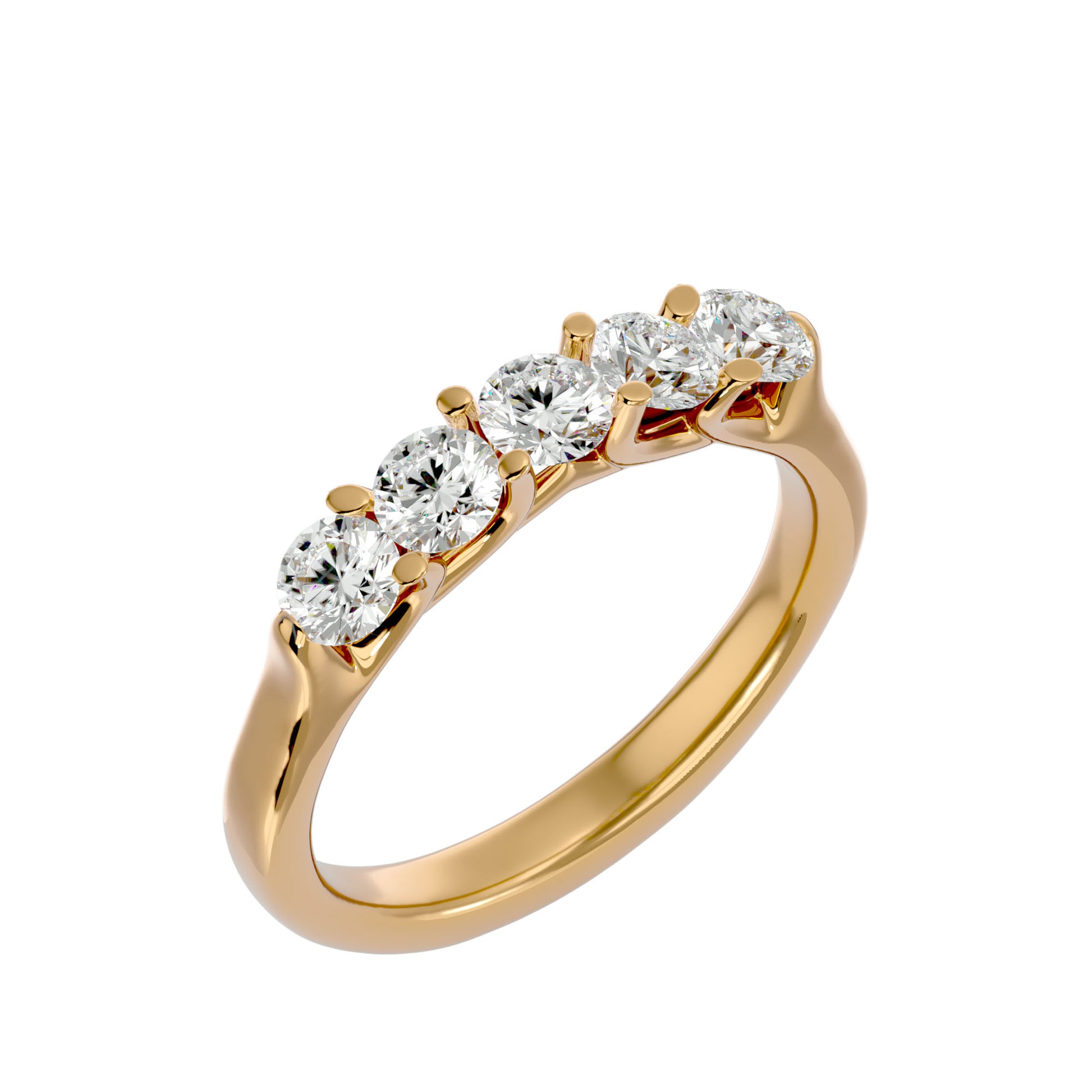 Lab Grown Round Cut Diamond Band Ring In Yellow Gold