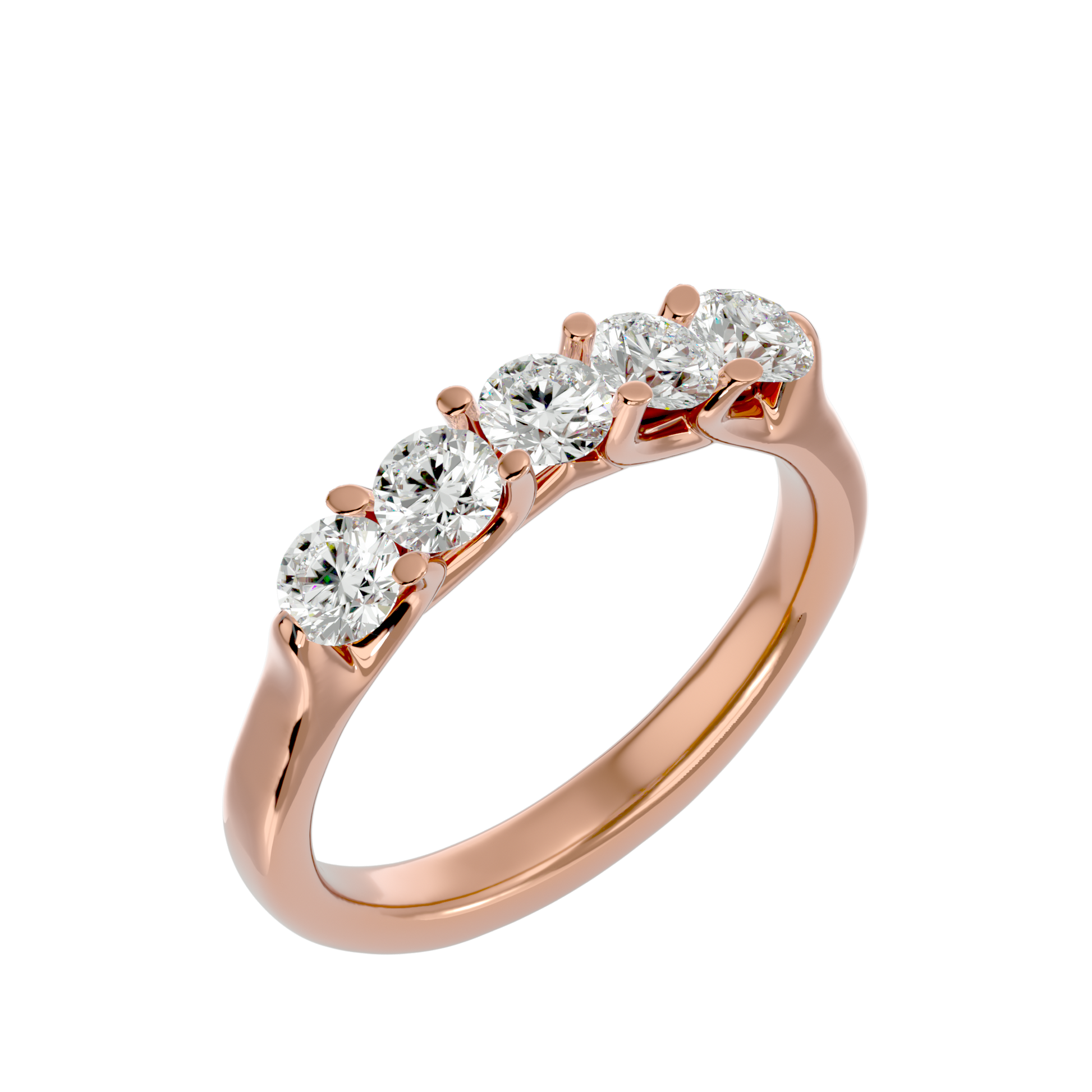 Lab Grown Round Cut Diamond Band Ring In Rose Gold