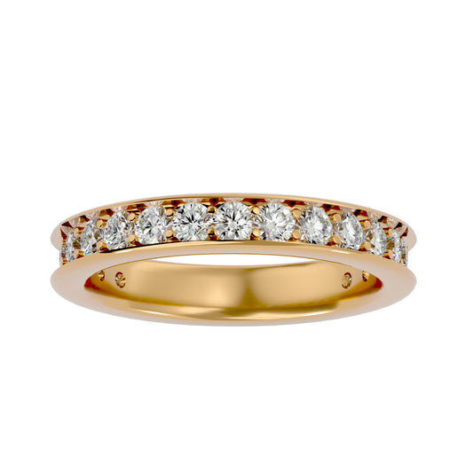 Lab Grown Round Cut Diamond Eternity Band Ring In Yellow Gold