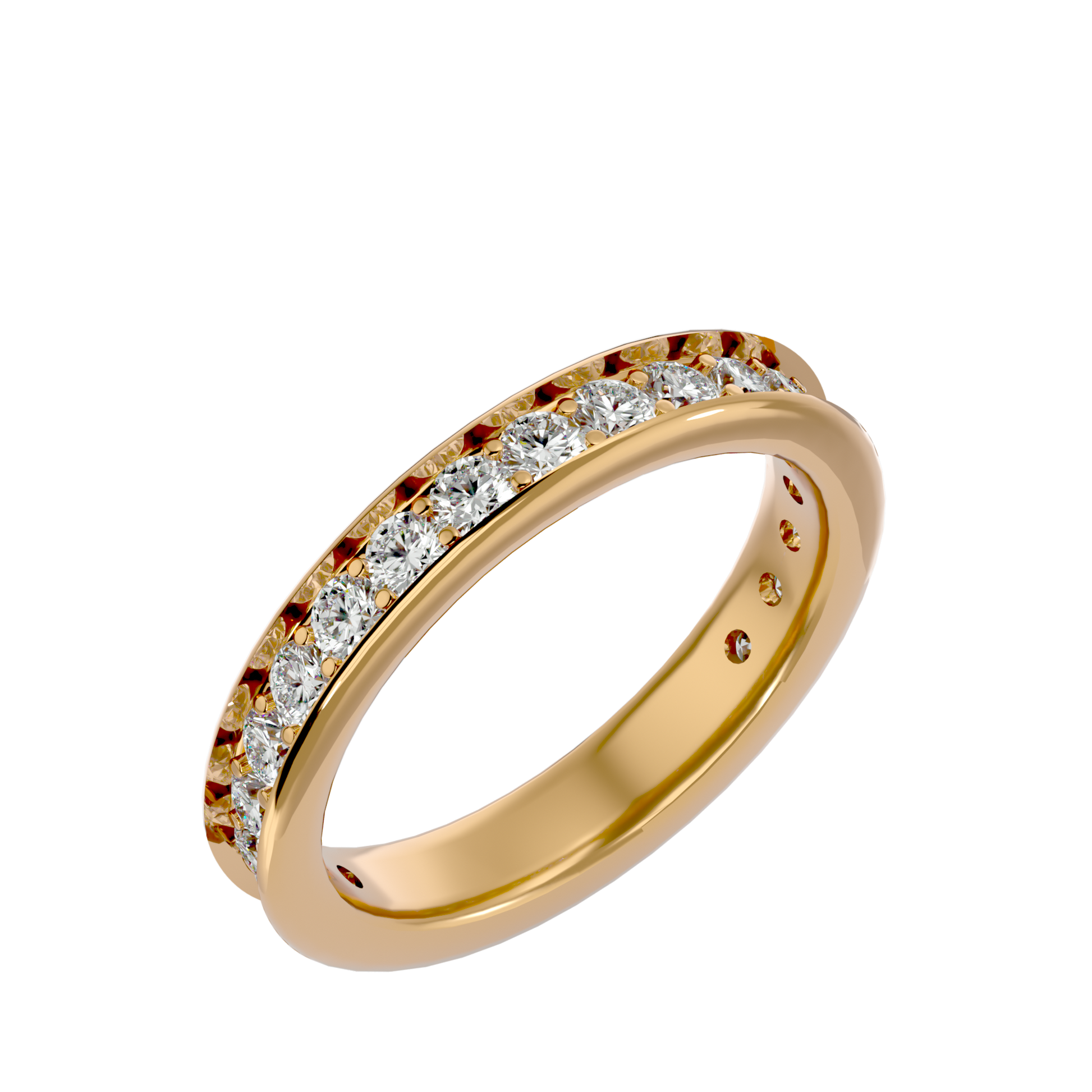 Lab Grown Round Cut Diamond Eternity Band Ring In Yellow Gold