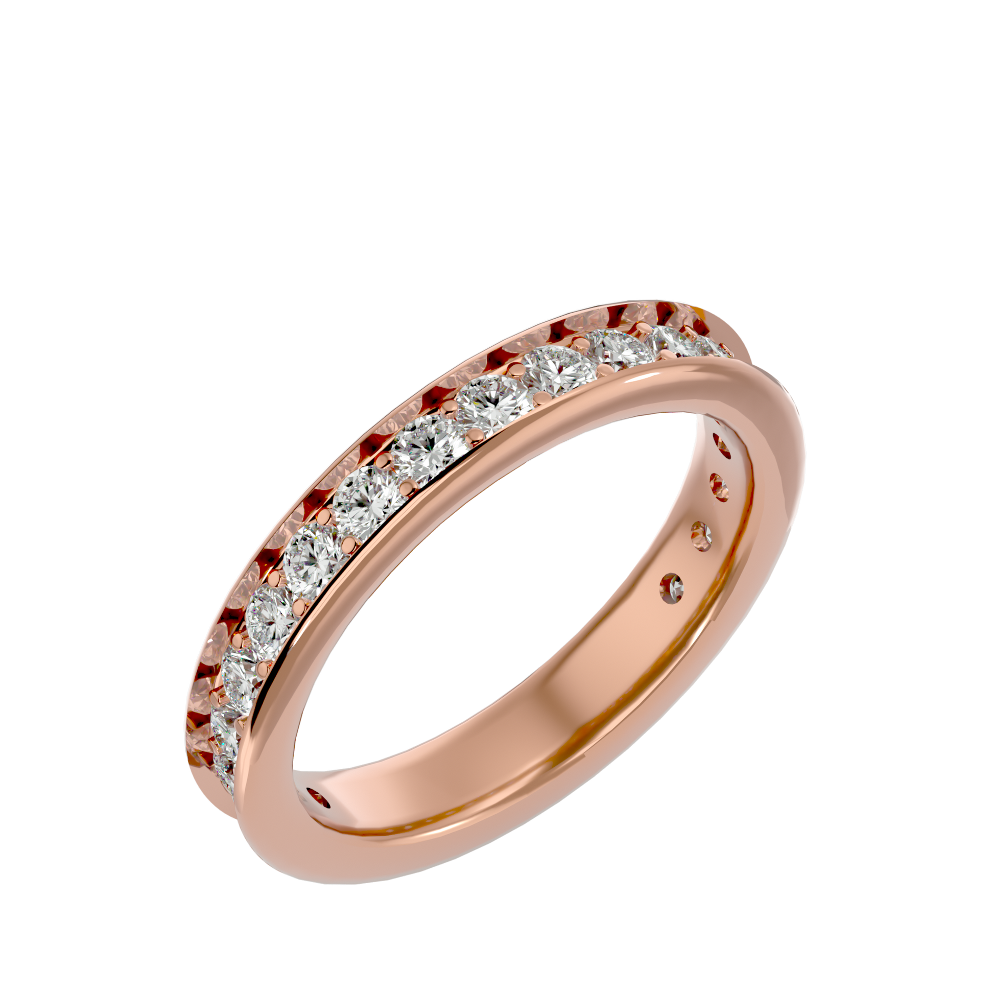 Lab Grown Round Cut Diamond Eternity Band Ring In Rose Gold