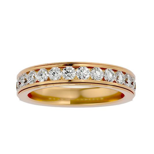 Lab Grown Round Cut Diamond Band Ring In Yellow Gold