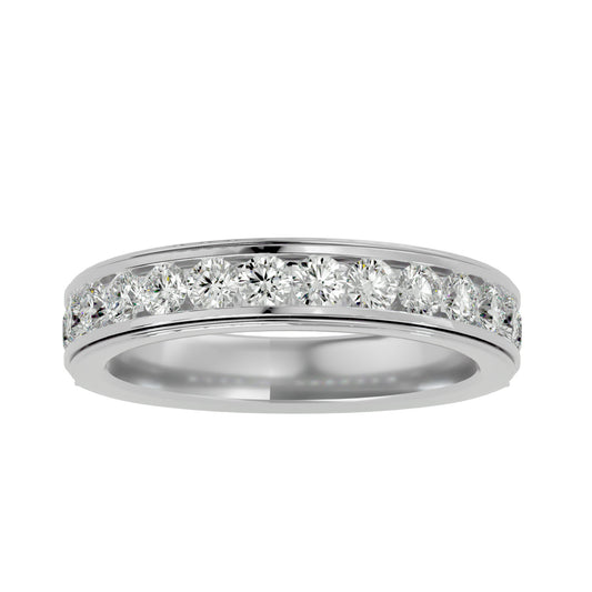 Lab Grown Round Cut Diamond Band Ring In Platinum