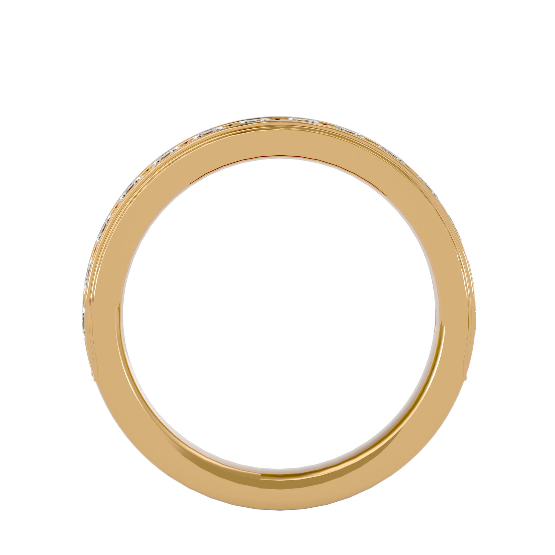 Lab Grown Round Cut Diamond Band Ring In Yellow Gold