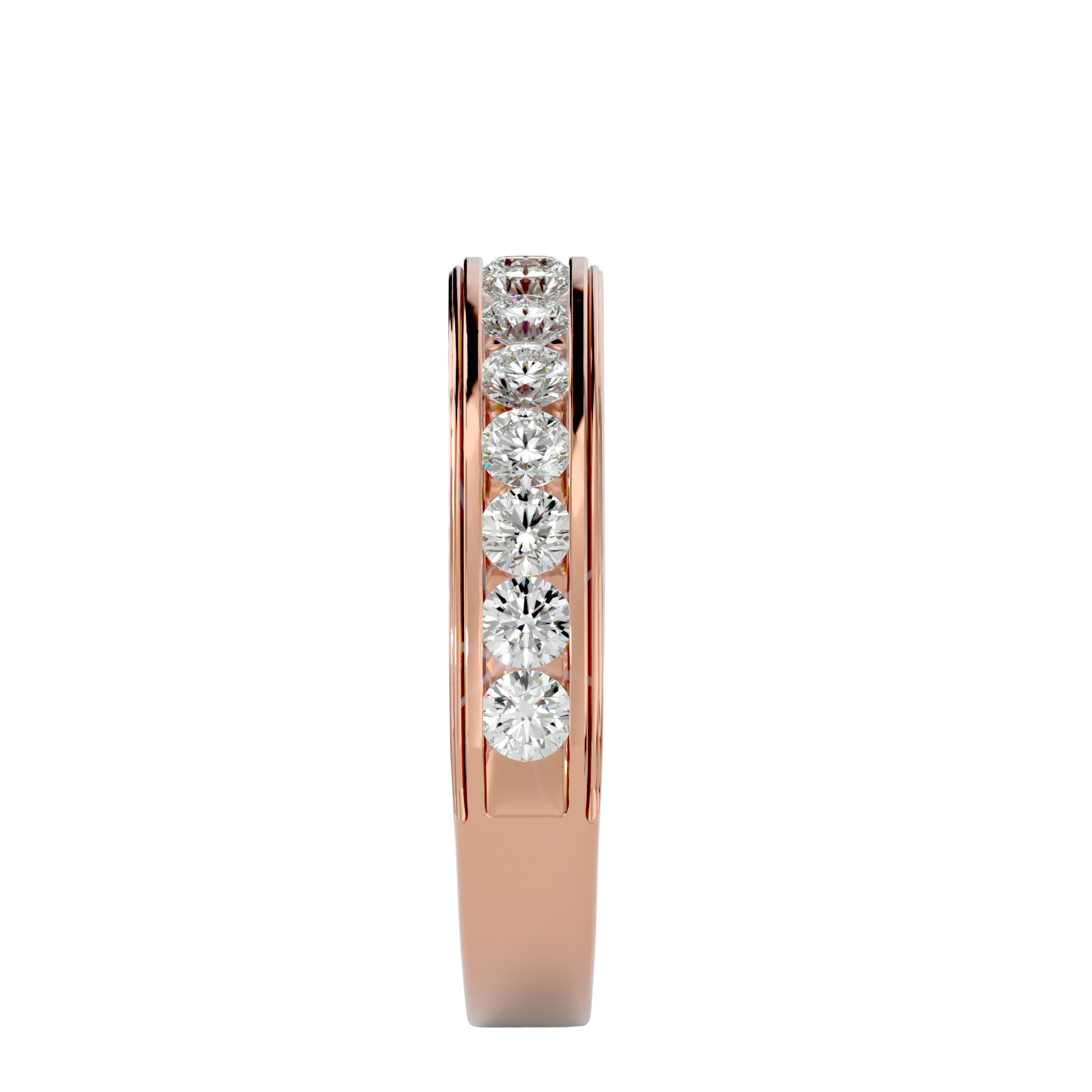 Lab Grown Round Cut Diamond Band Ring In Rose Gold