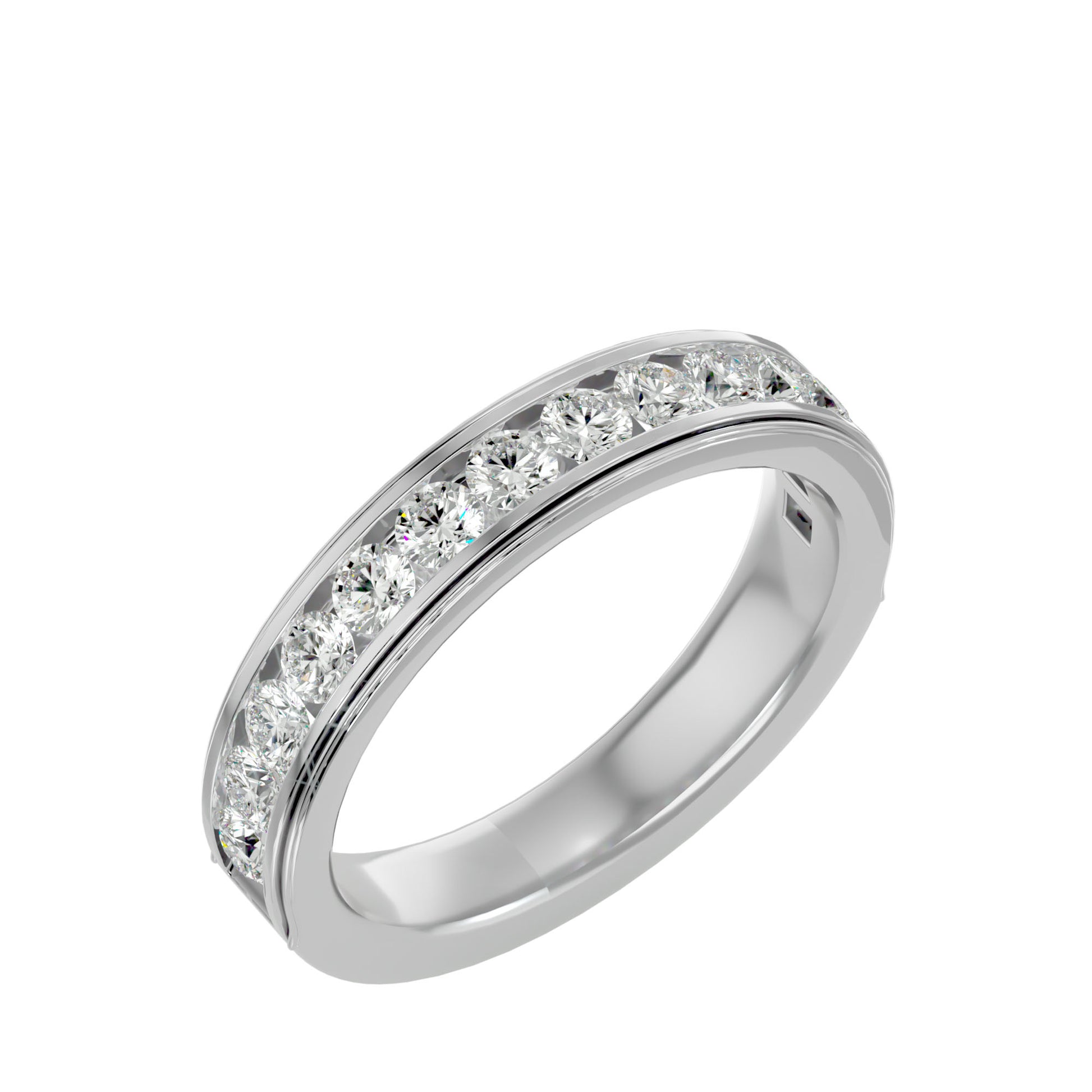 Lab Grown Round Cut Diamond Band Ring In Platinum