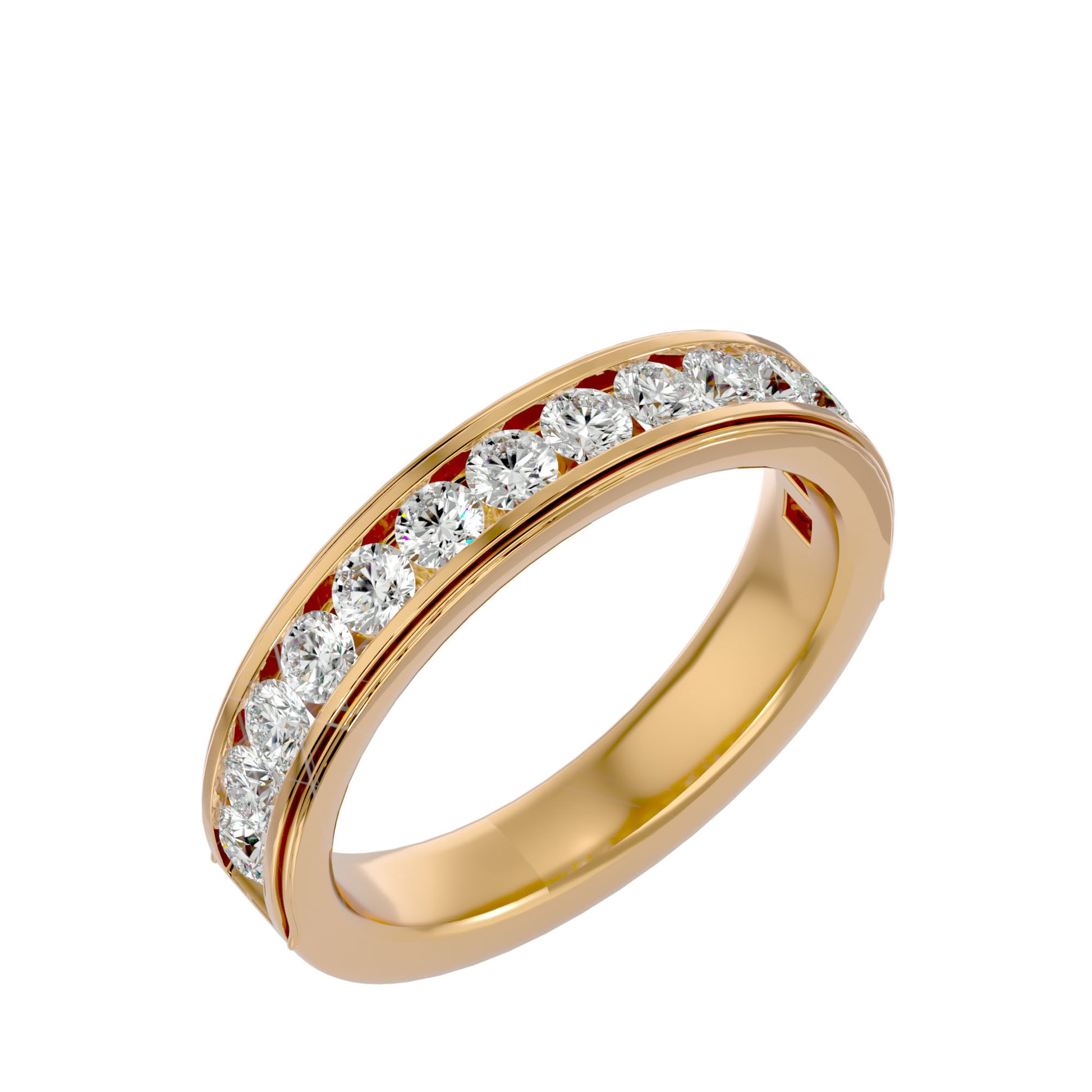 Lab Grown Round Cut Diamond Band Ring In Yellow Gold