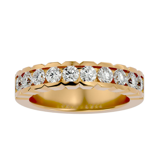 Lab Grown Round Cut Diamond Band Ring In Yellow Gold