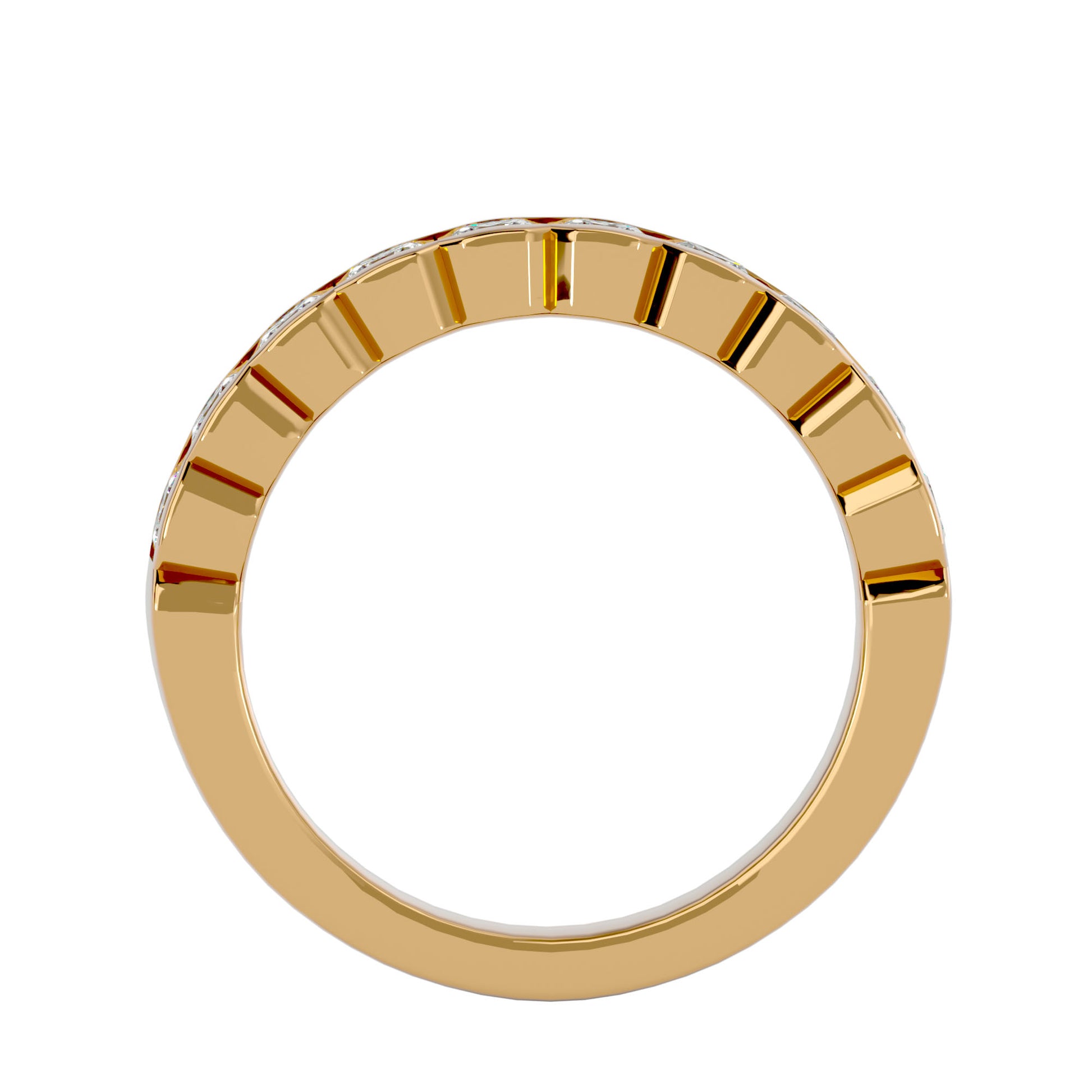 Lab Grown Round Cut Diamond Band Ring In Yellow Gold