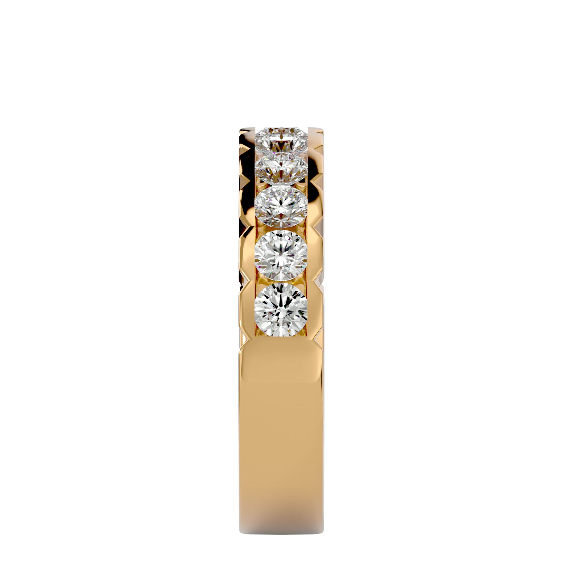 Lab Grown Round Cut Diamond Band Ring In Yellow Gold