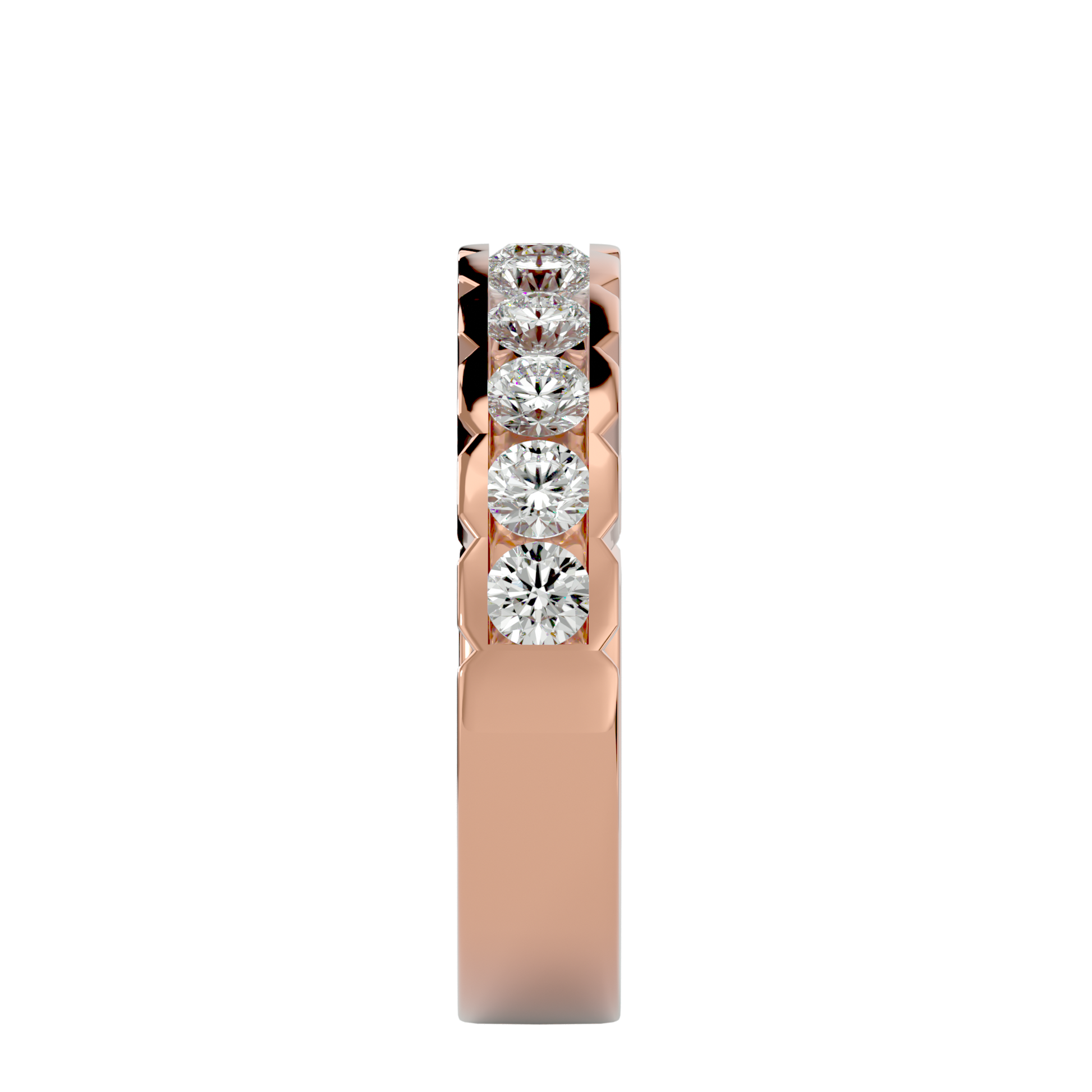 Lab Grown Round Cut Diamond Band Ring In Rose Gold