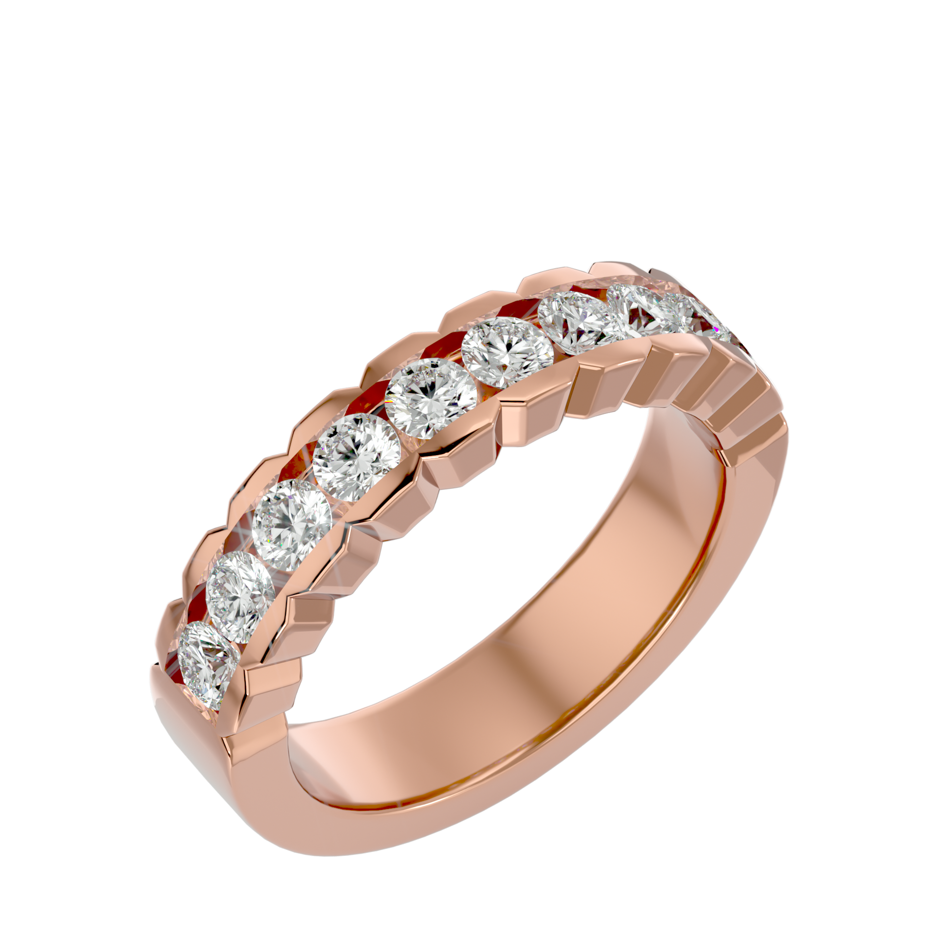 Lab Grown Round Cut Diamond Band Ring In Rose Gold