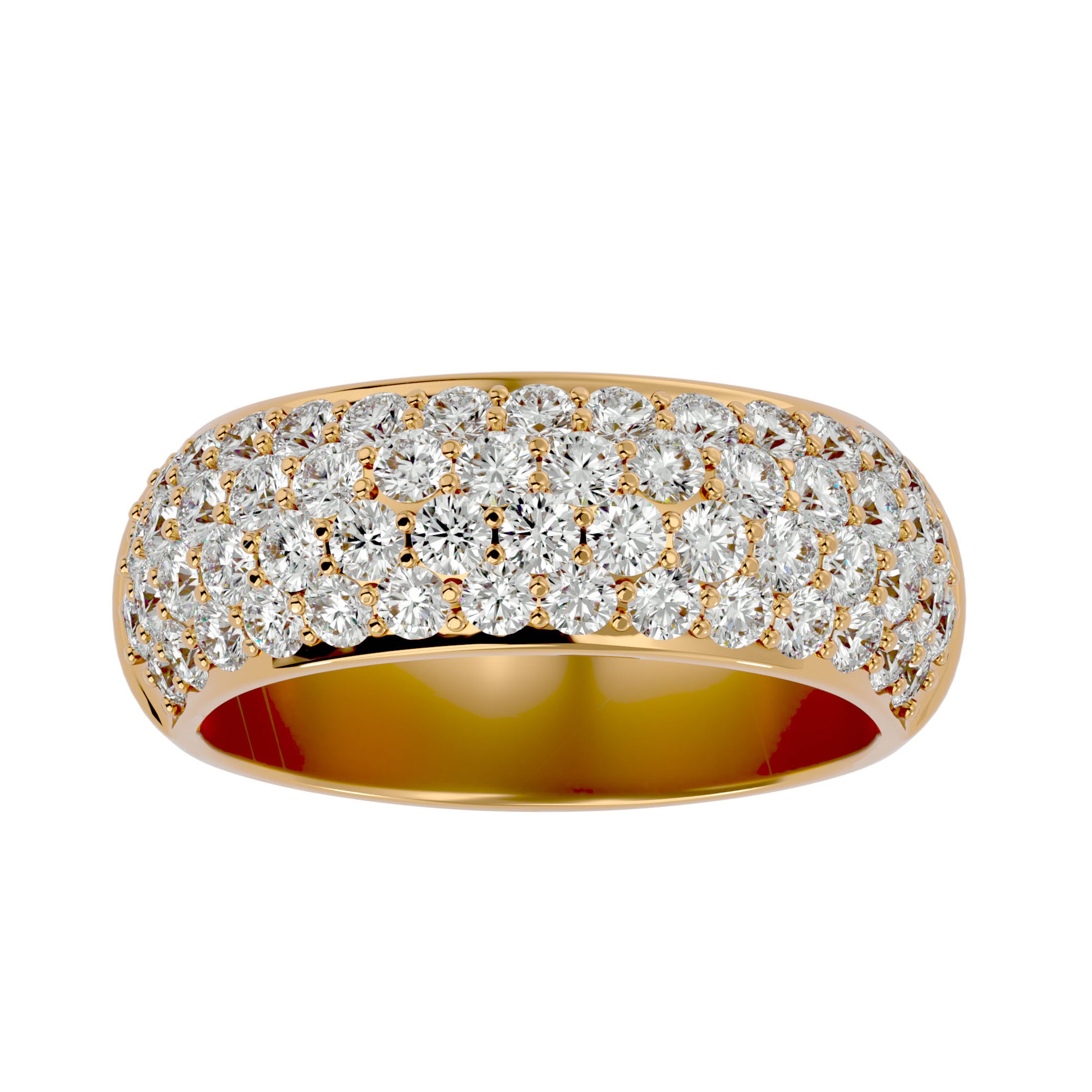 Lab Grown Round Cut Diamond Band Ring In Yellow Gold