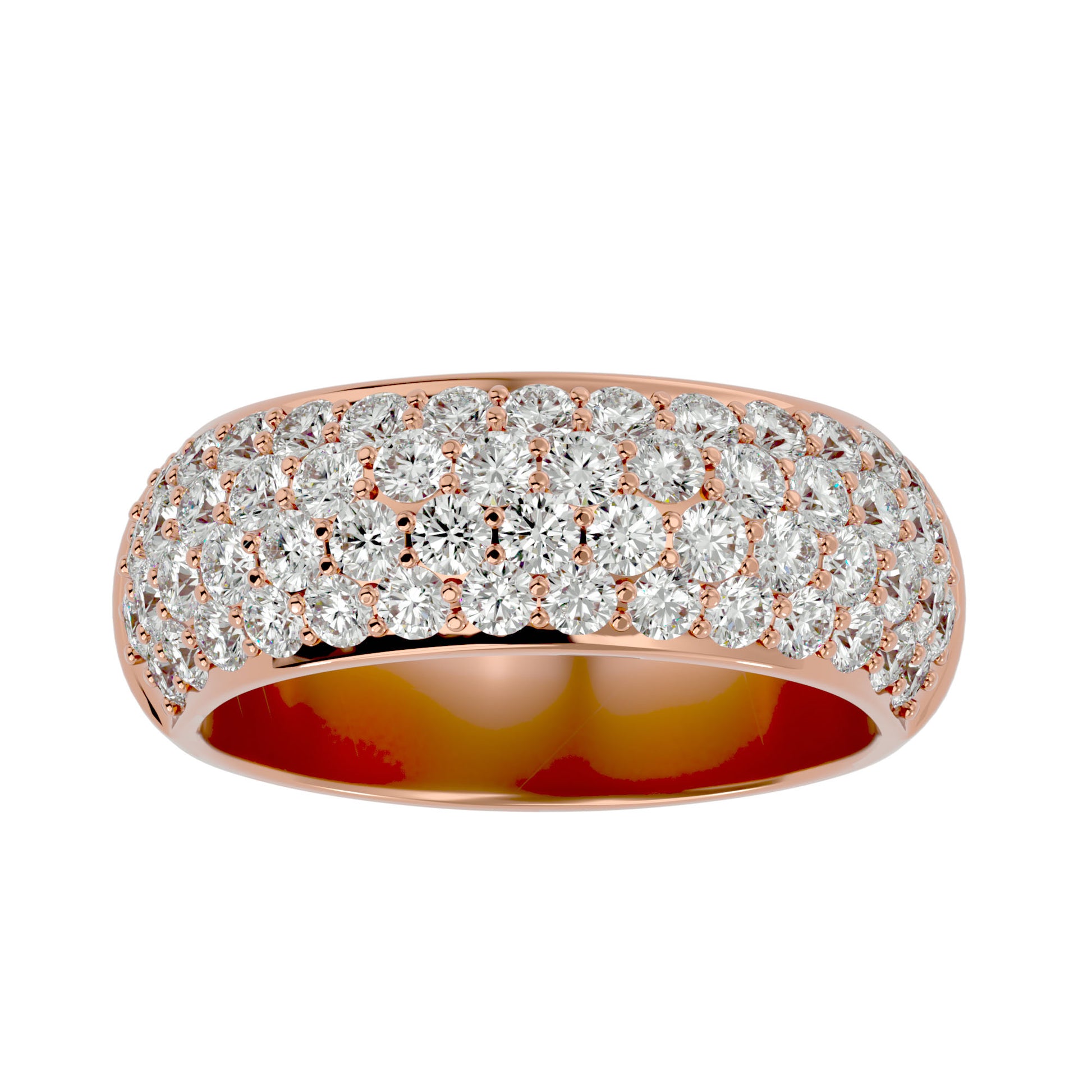 Lab Grown Round Cut Diamond Band Ring In Rose Gold