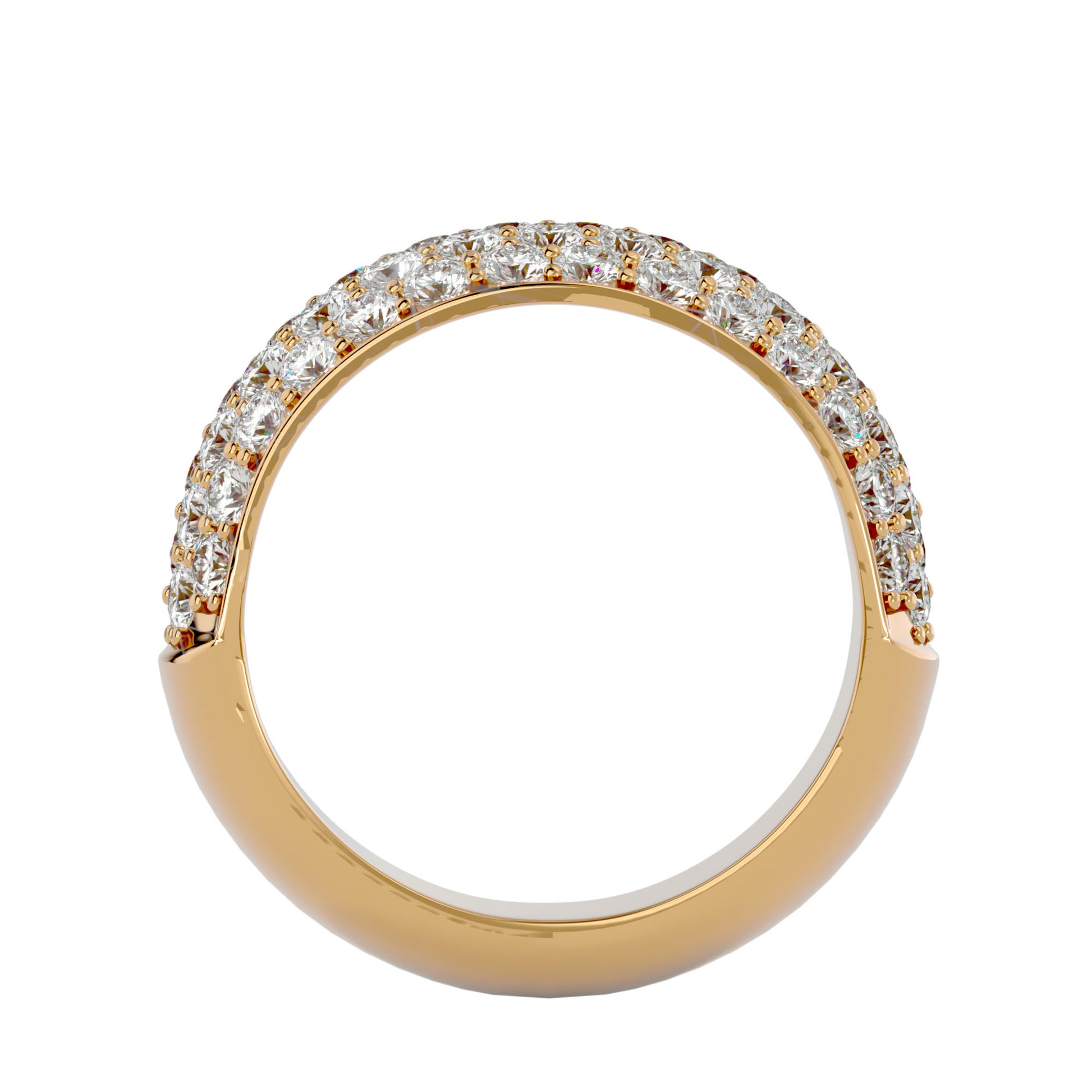 Lab Grown Round Cut Diamond Band Ring In Yellow Gold