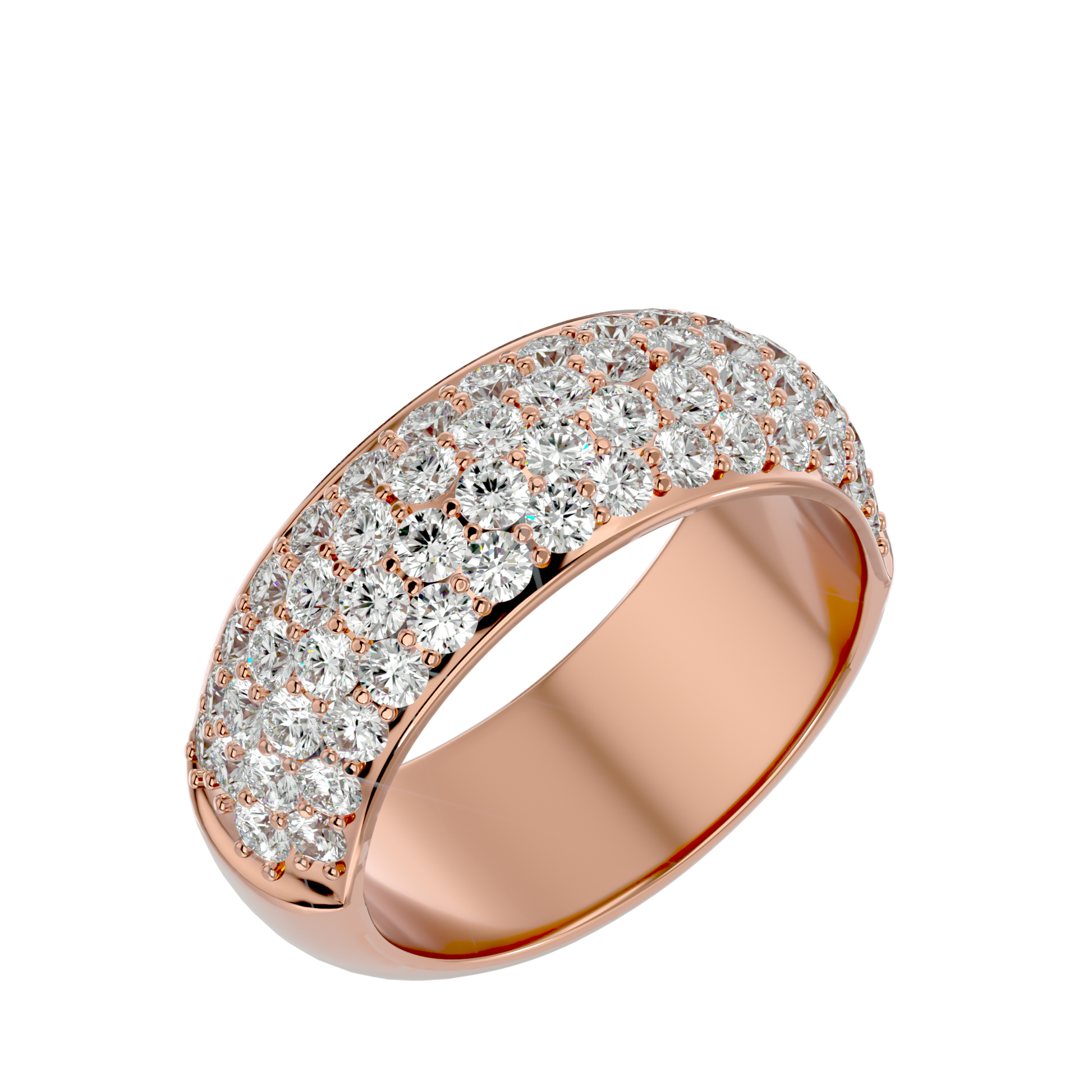 Lab Grown Round Cut Diamond Band Ring In Rose Gold