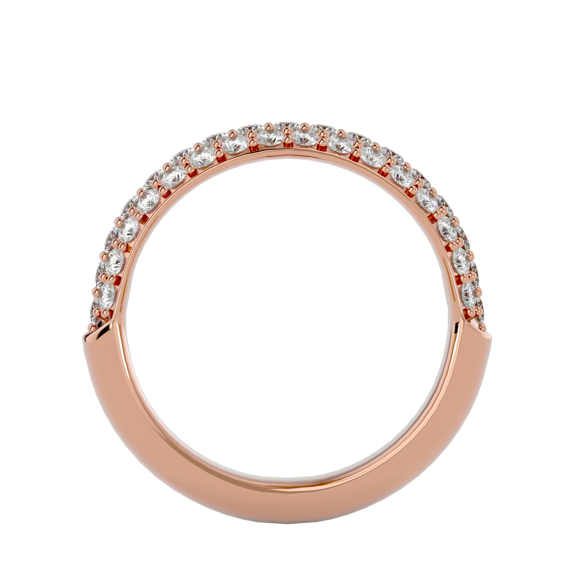 Lab Grown Round Cut Diamond Band Ring In Rose Gold